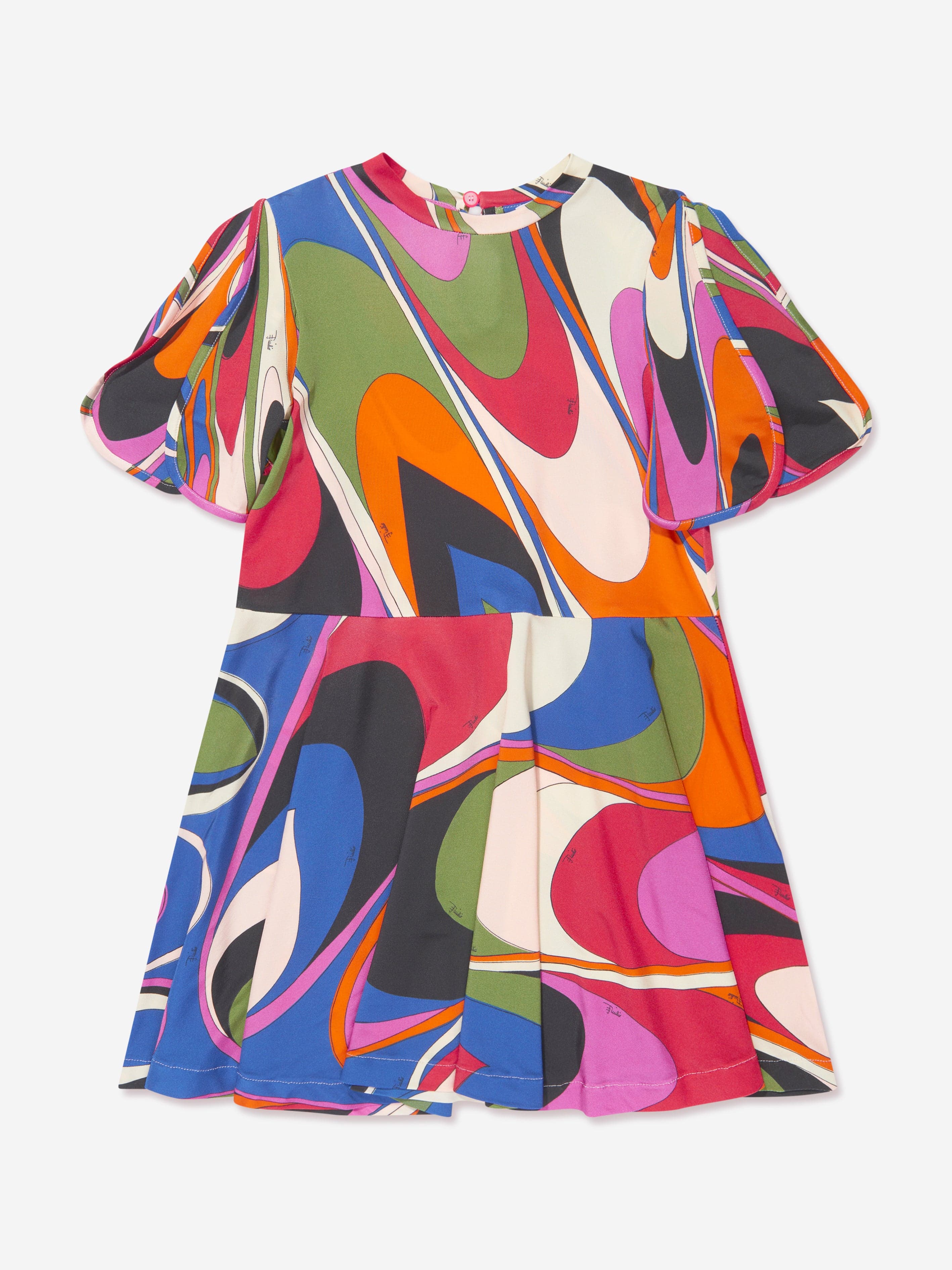 Pucci Girls Onde Print Dress in Multicolour