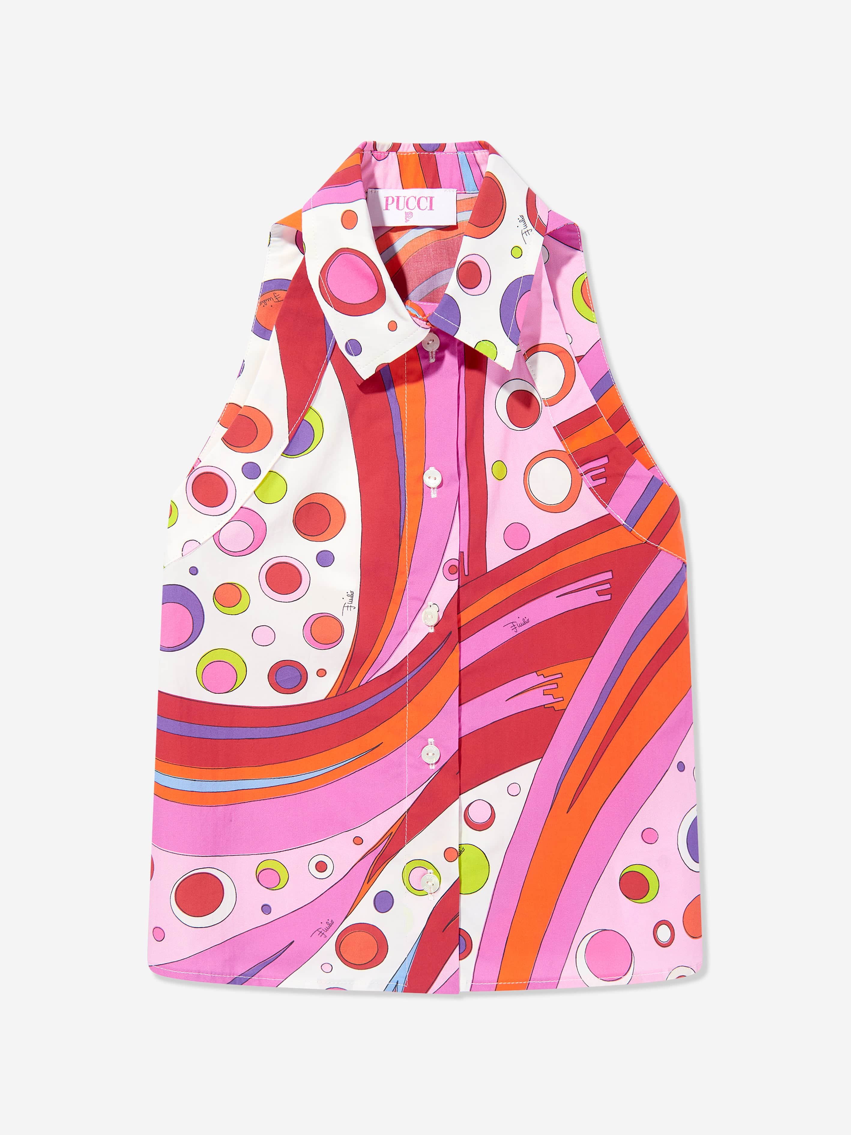 Girls Fontane Print Sleeveless Blouse in Red