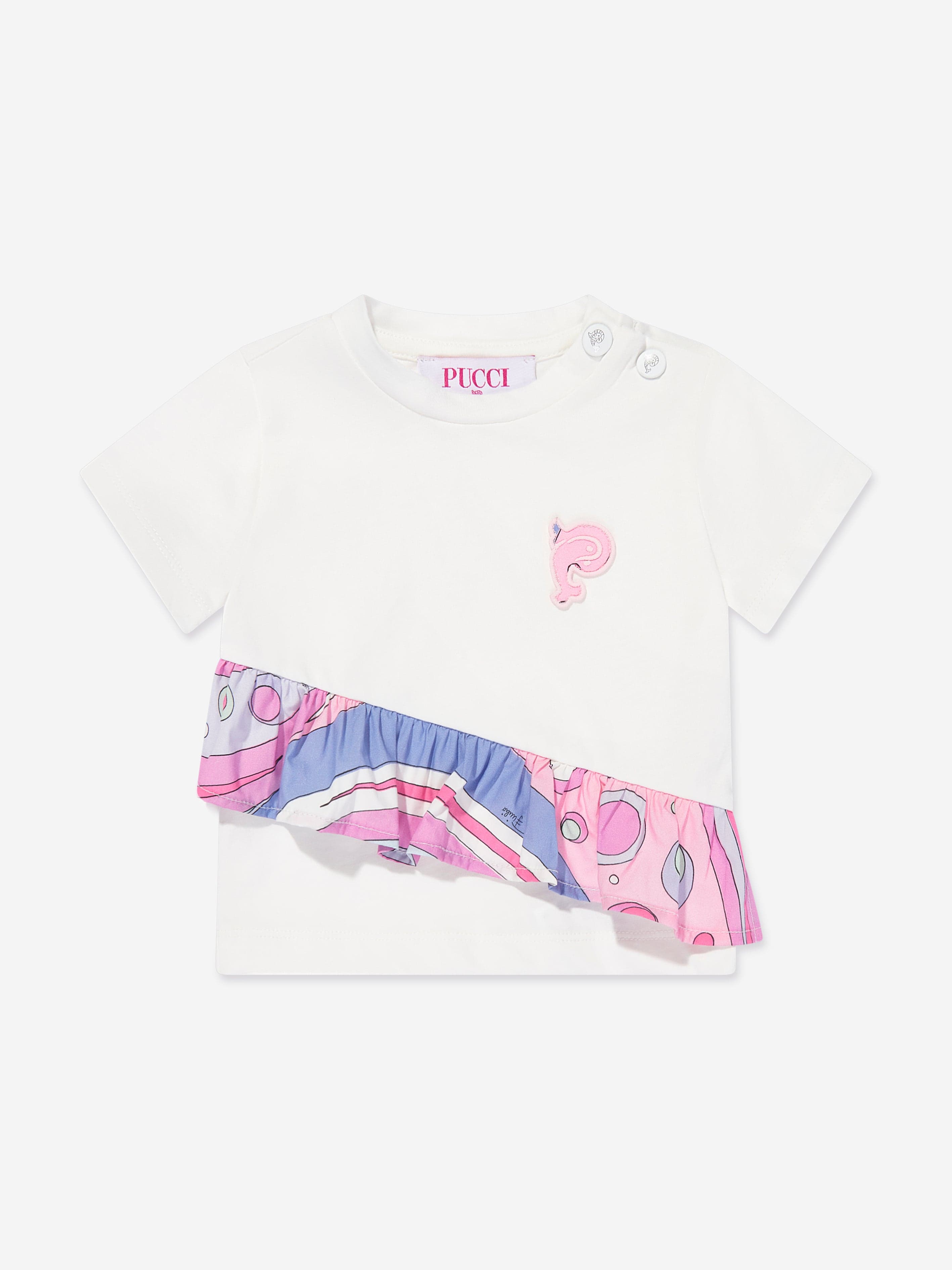 Baby Girls Fontane Ruffle T-Shirt in Ivory