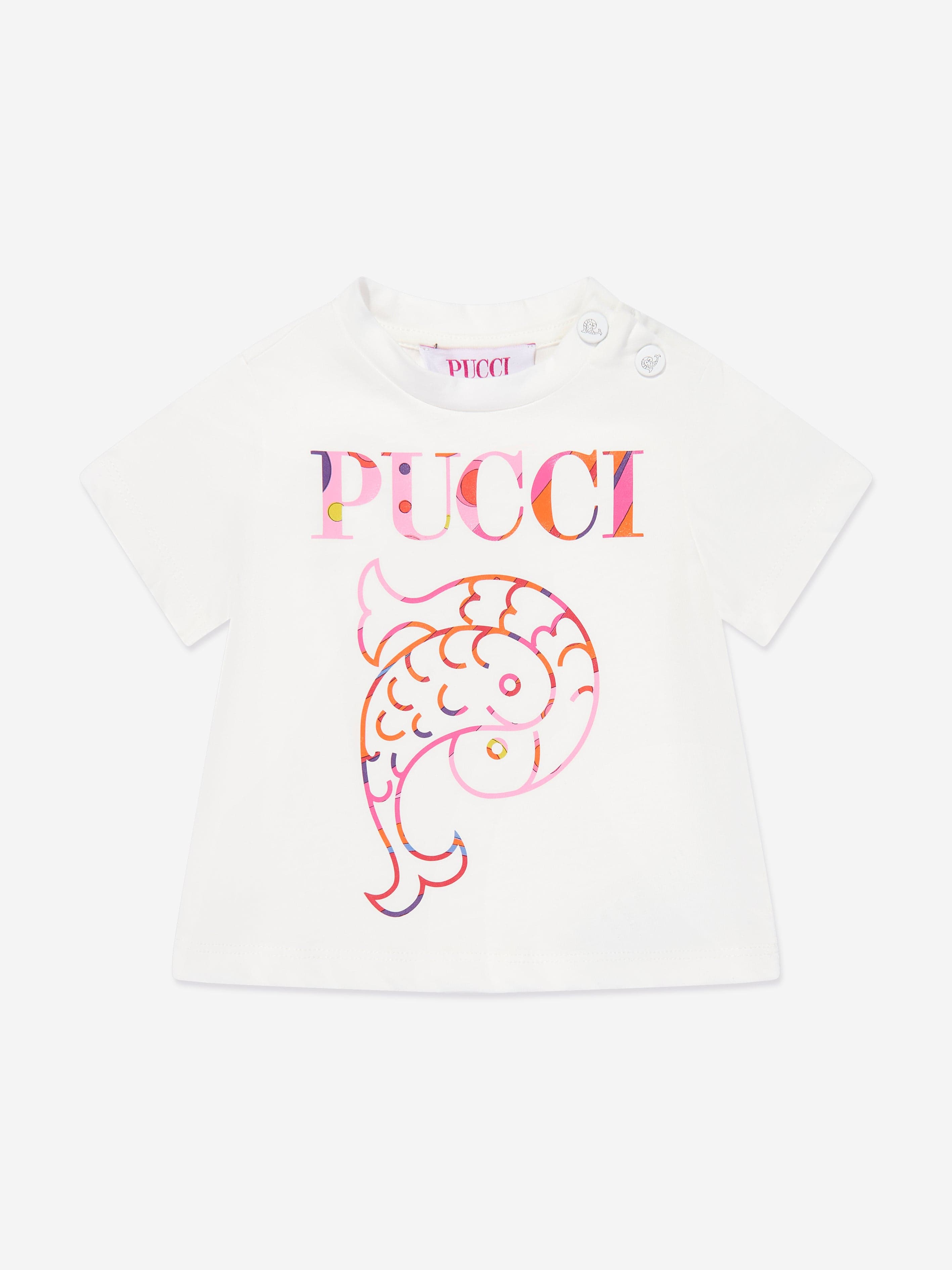 Baby Girls Logo Print T-Shirt in Ivory
