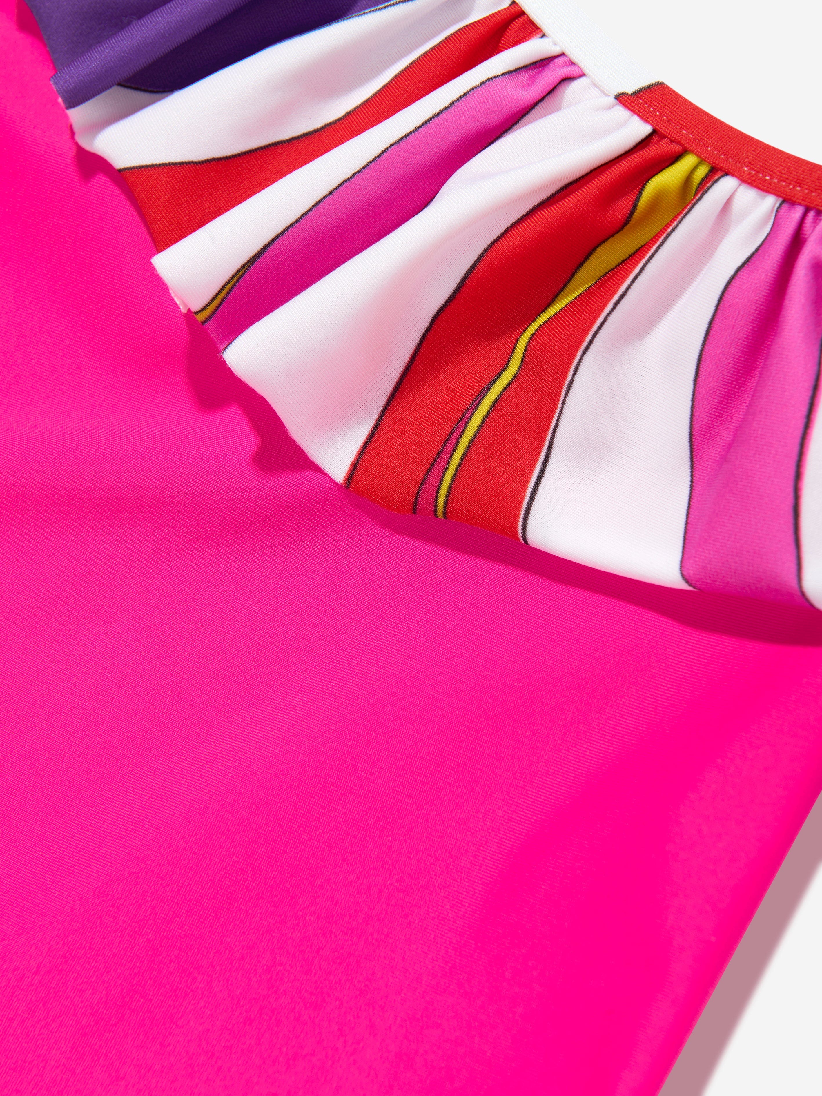 Girls One Shoulder Swimsuit in Pink