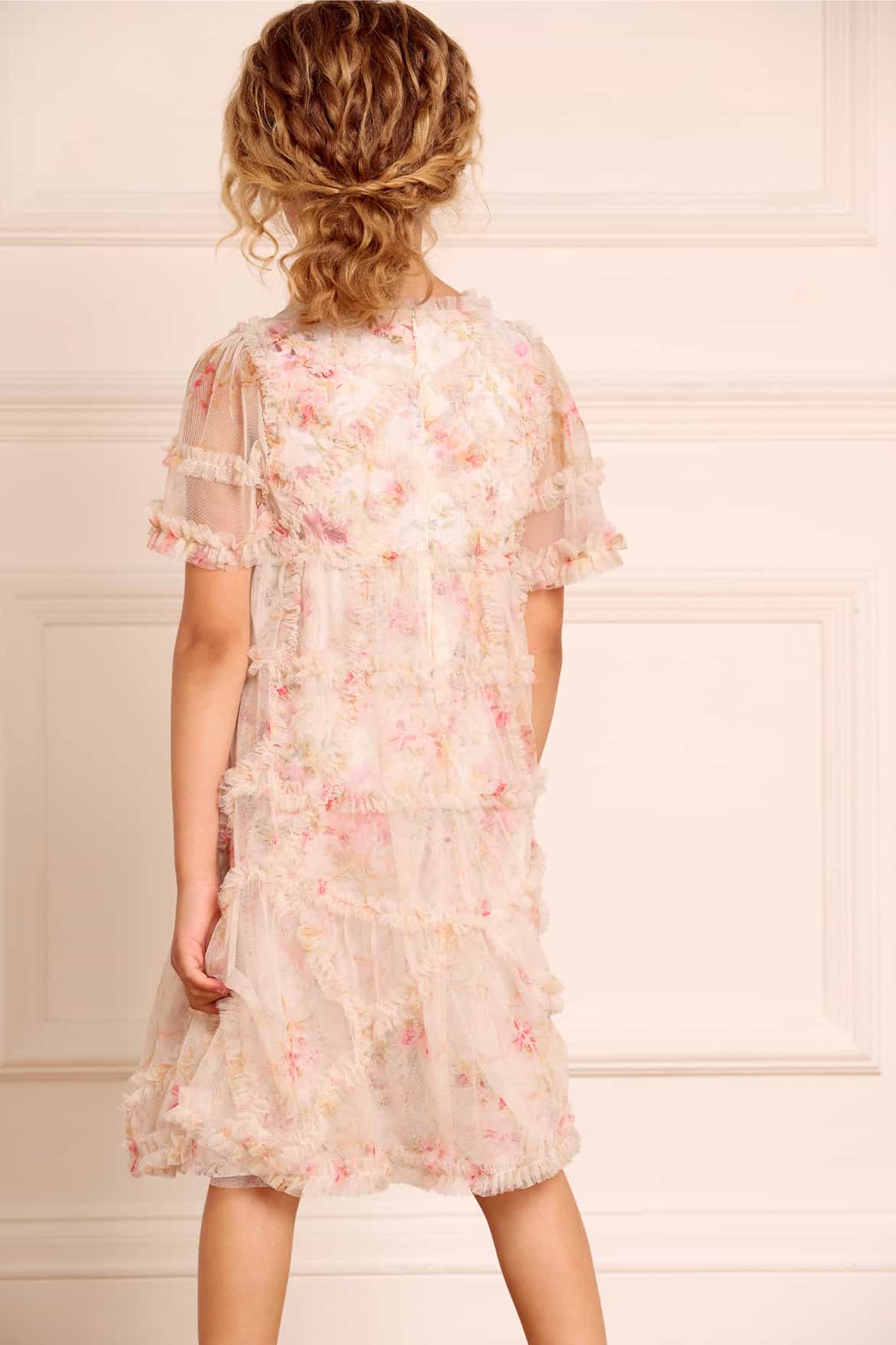 Needle & Thread Girls Enchanted Garden La Vie En Rose Dress in Multicolour