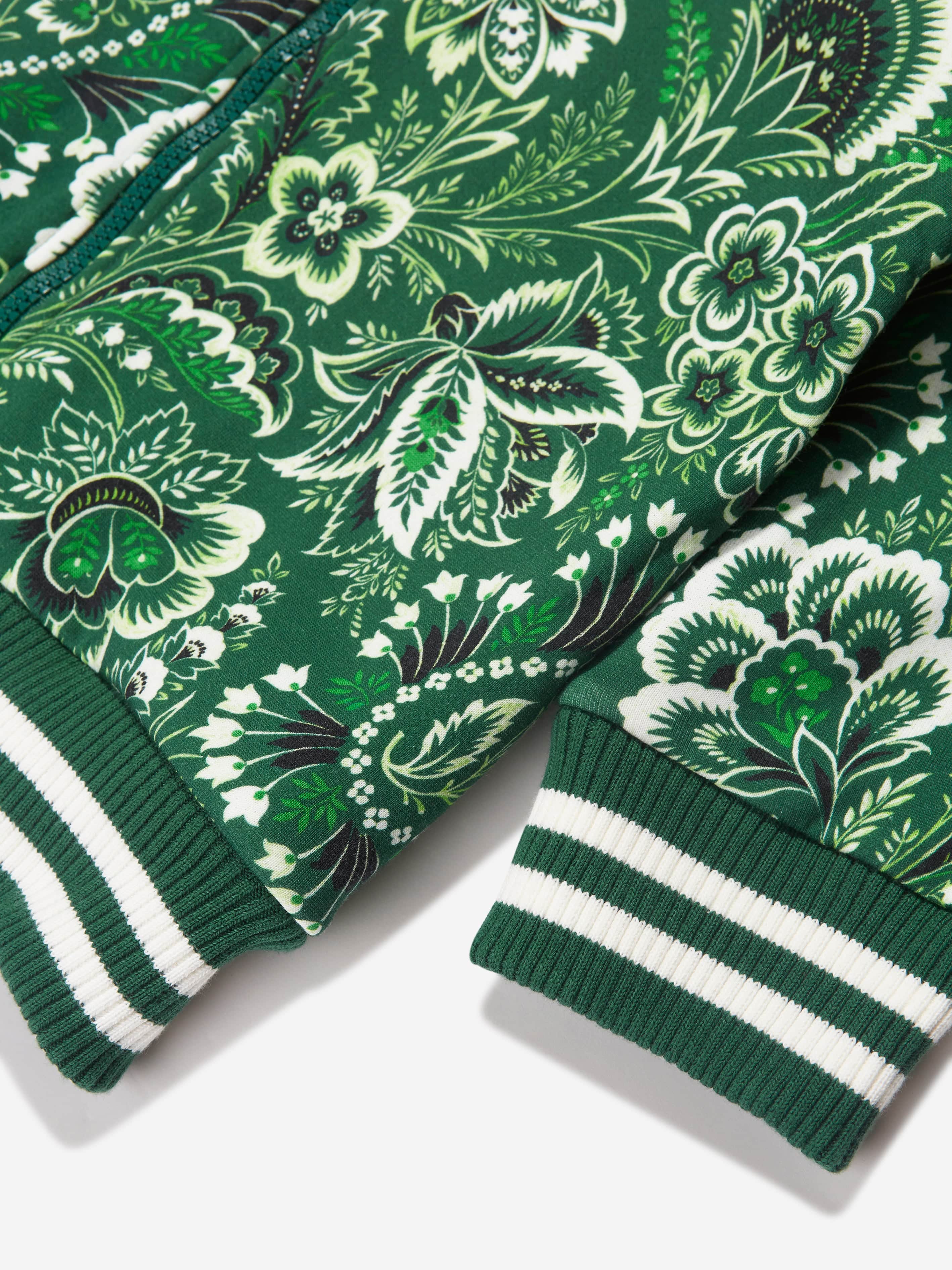 Etro Boys Floral Paisley Zip Up Top in Green