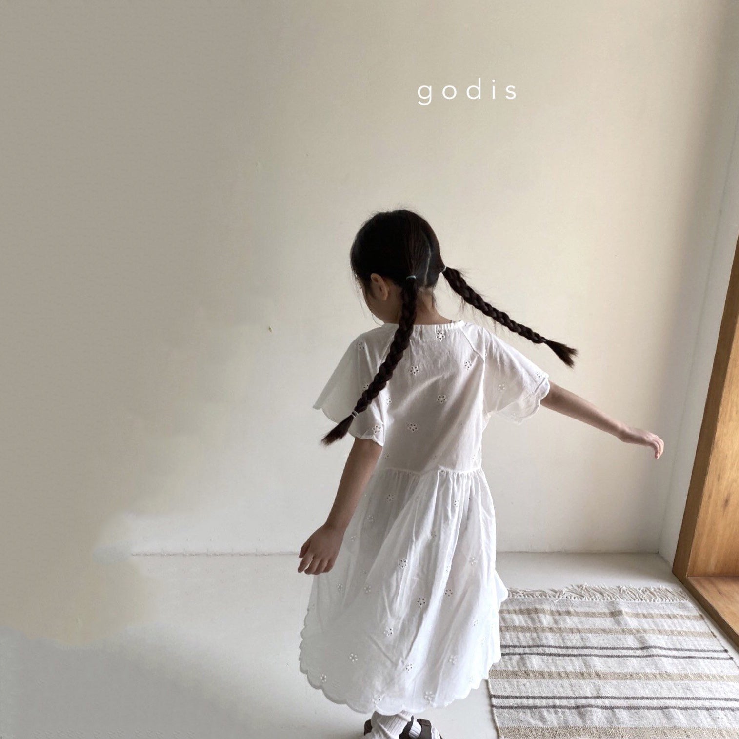 Girls White Embroidered Cotton Dress