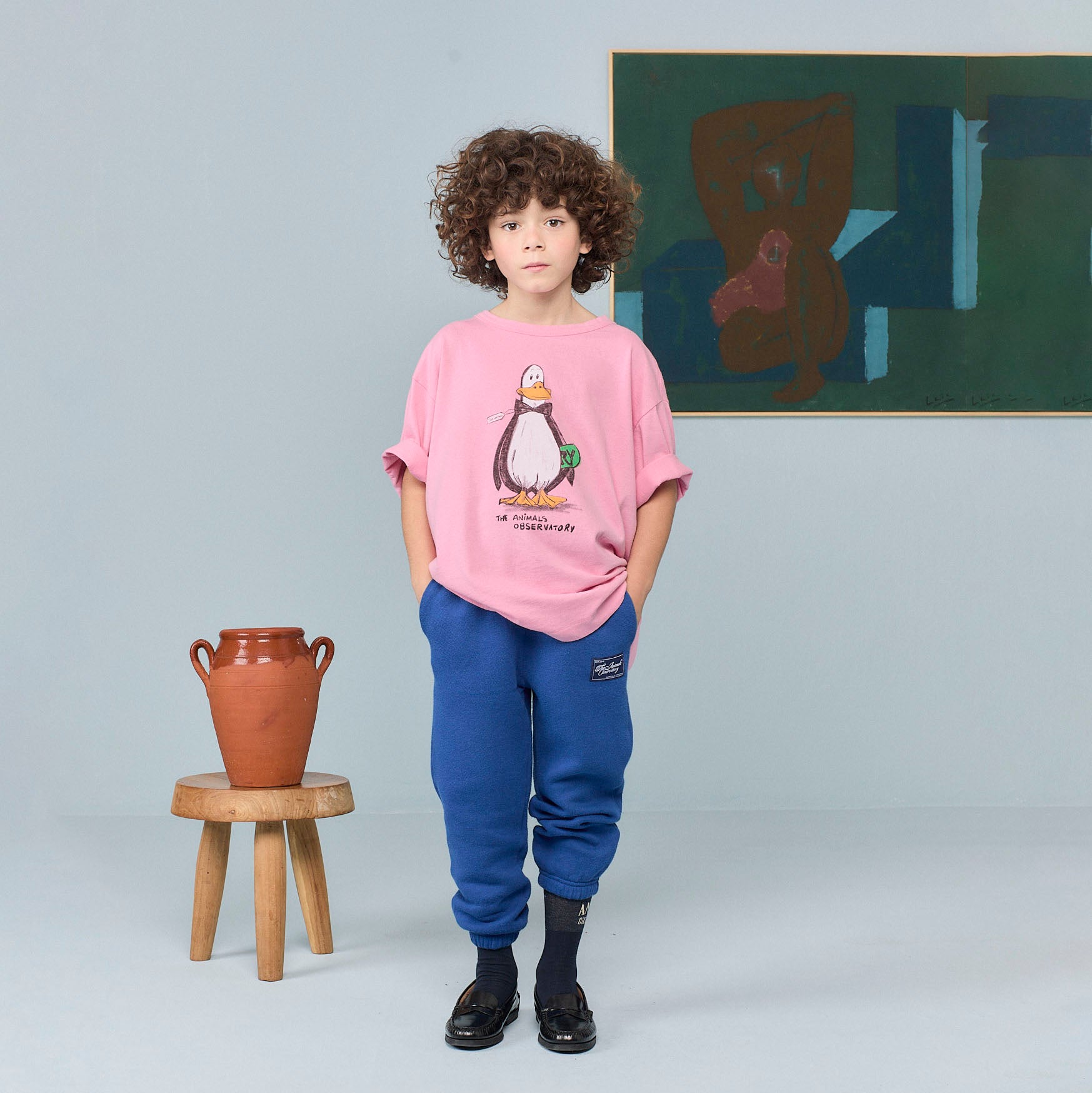 Boys & Girls Pink Duck Printed Cotton T-Shirt