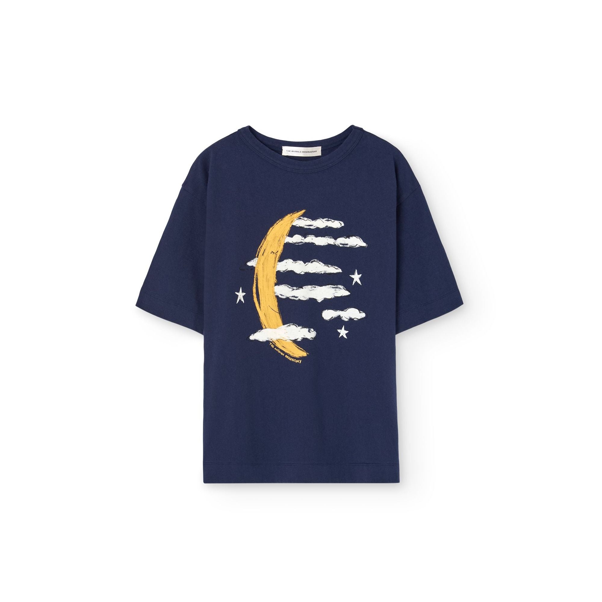 Boys & Girls Navy Cloud Printed Cotton T-Shirt