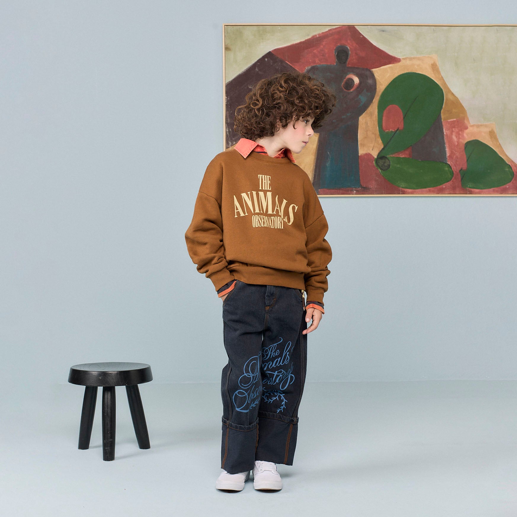 Boys & Girls Brown Logo Cotton Sweatshirt