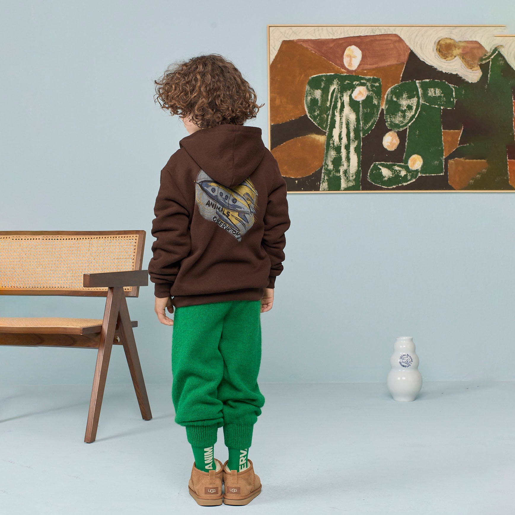 Boys & Girls Brown Cotton Zip-Up Top