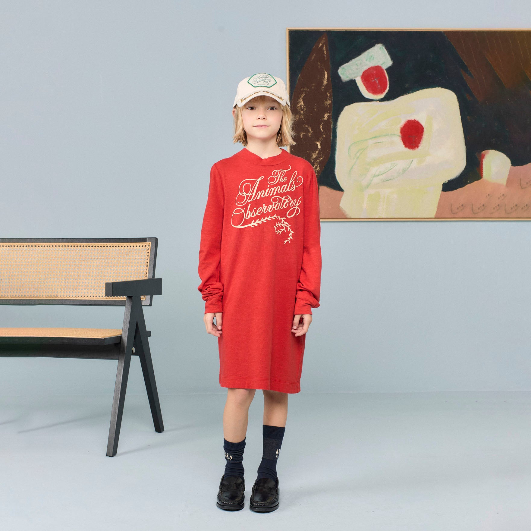 Girls Red Logo Cotton Dress