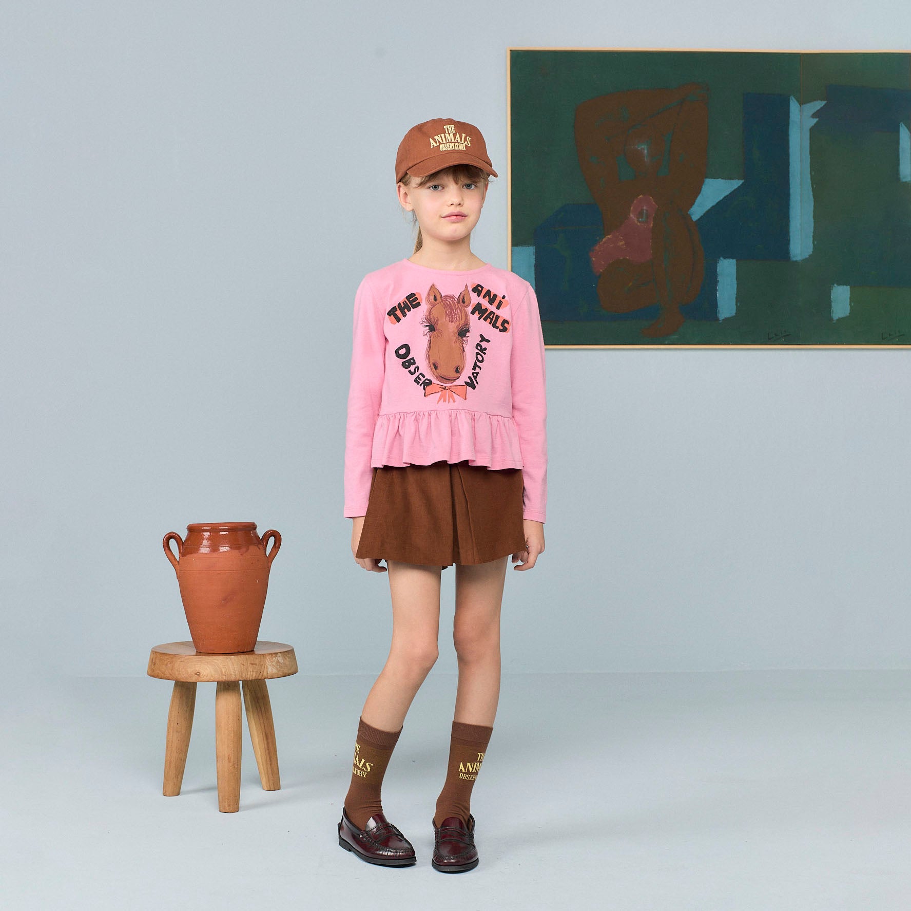 Girls Brown Cotton Skirt