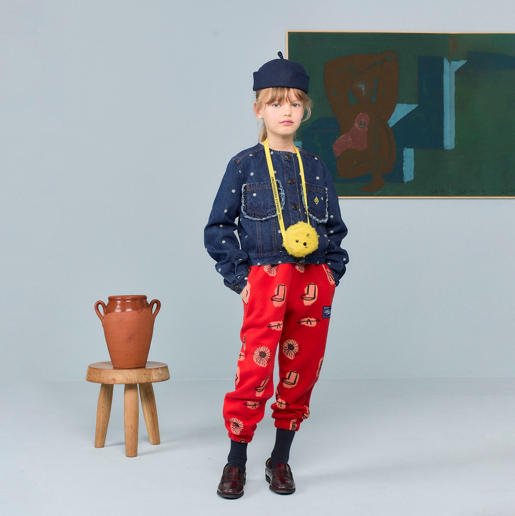 Girls Blue Dots Denim Jacket