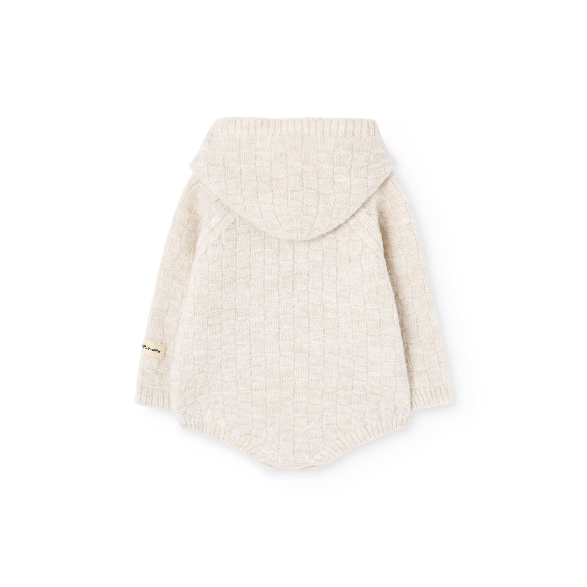 Baby Boys & Girls White Puppy Jacquard Knit Hooded Babysuit