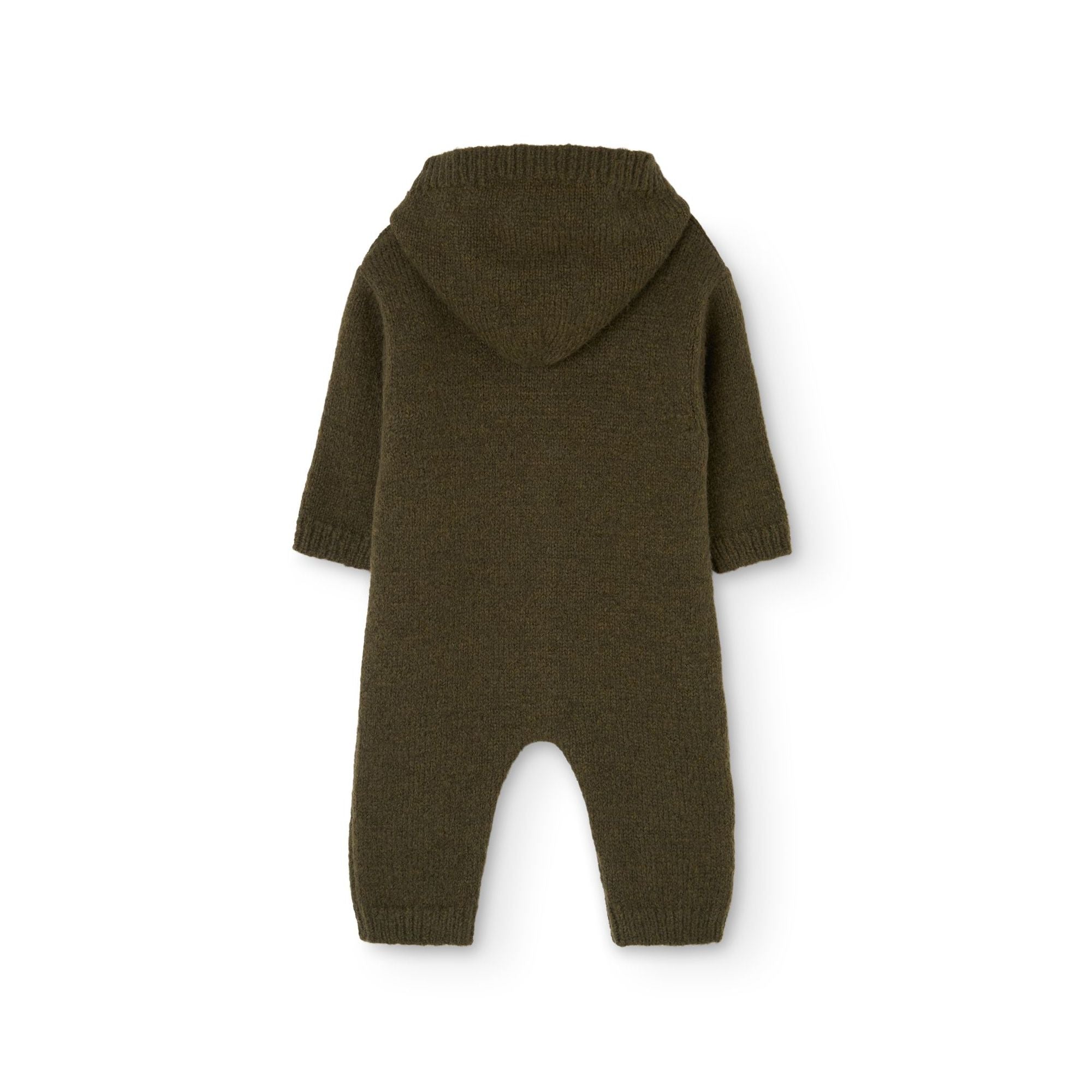 Baby Boys & Girls Dark Green Knit Hooded Babysuit