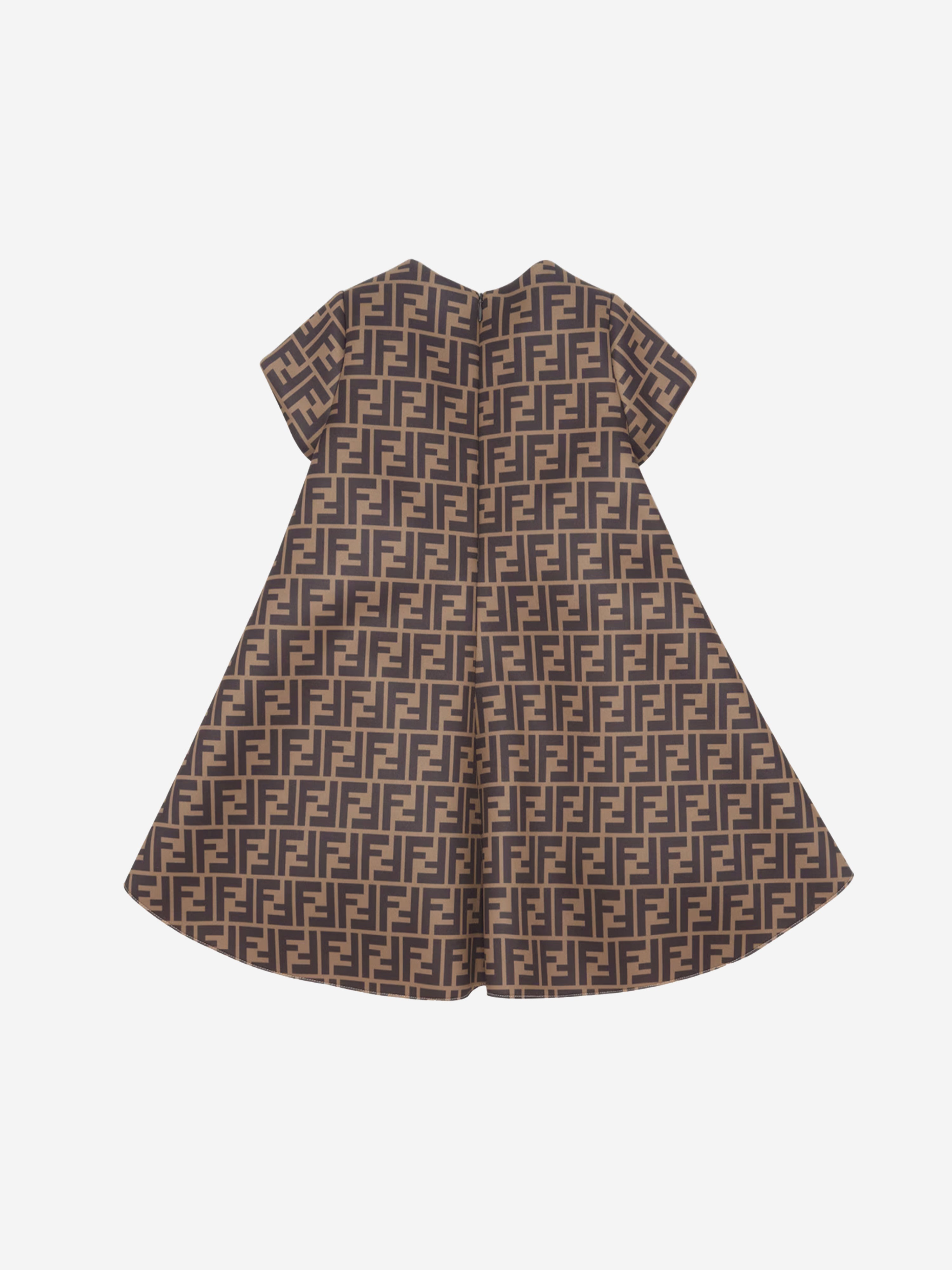 Girls Neoprene FF Logo Dress in Brown