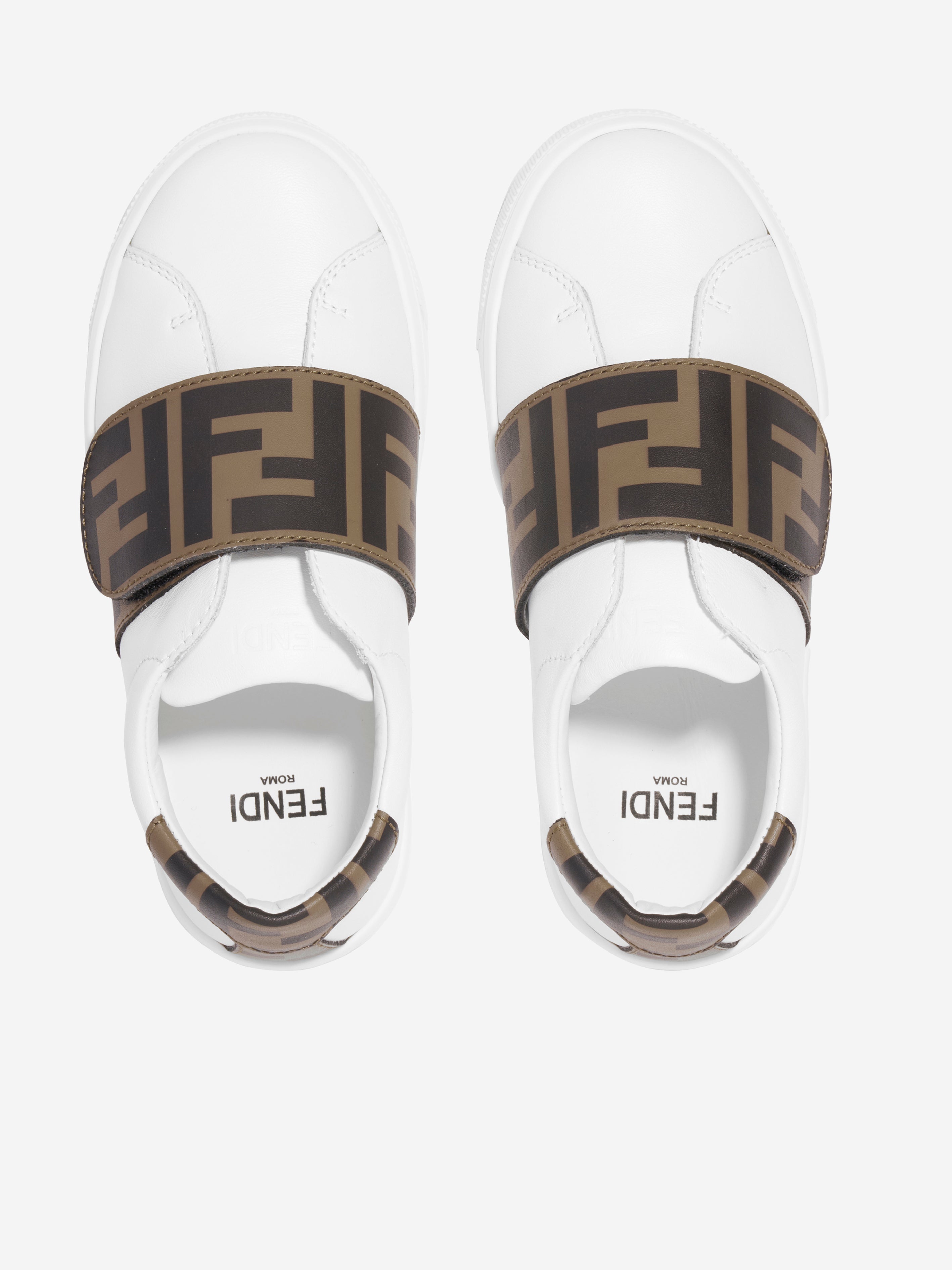 Kids Leather FF Logo Trainers in White