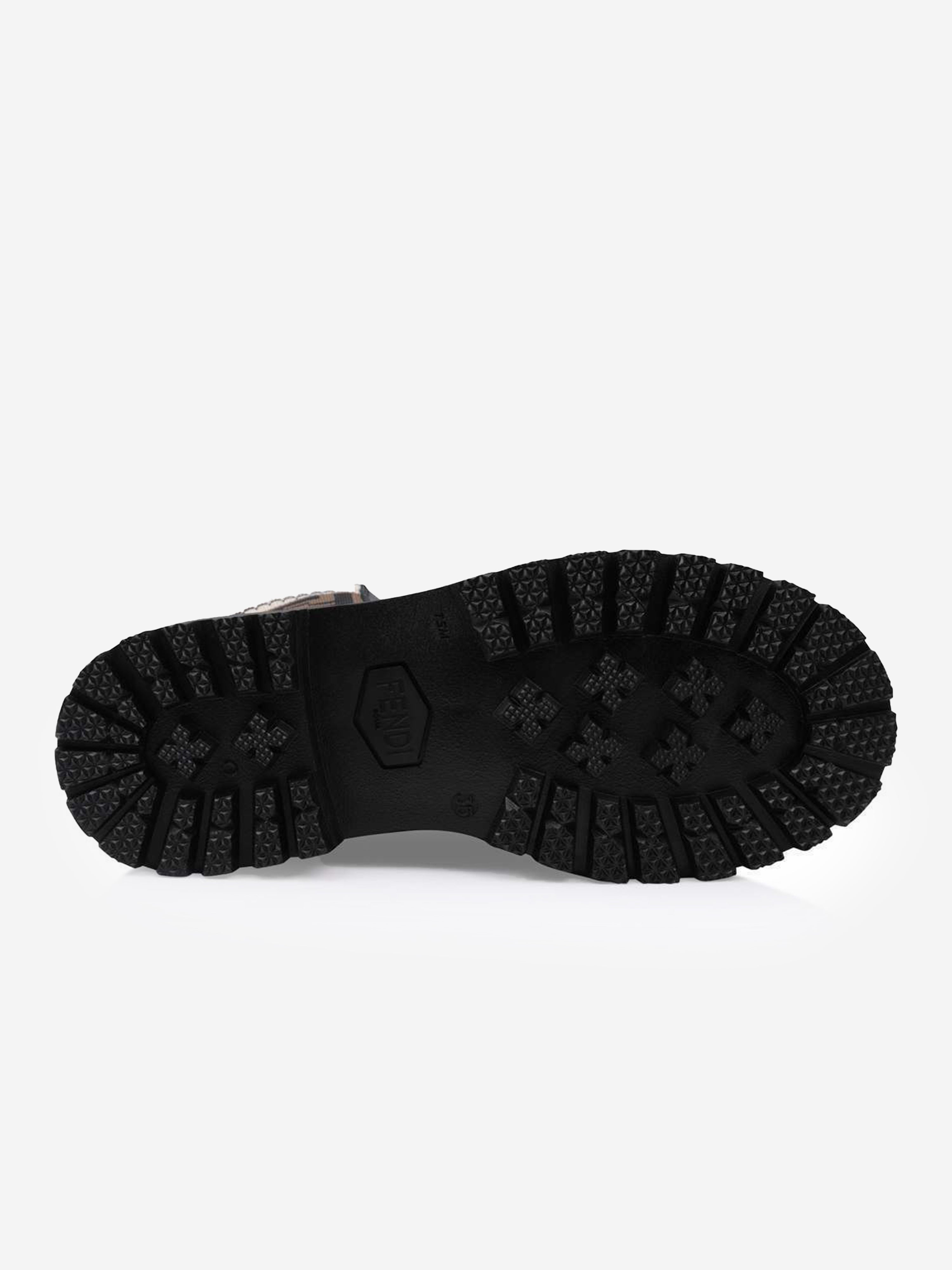 Kids Leather FF Logo Biker Boots in Black