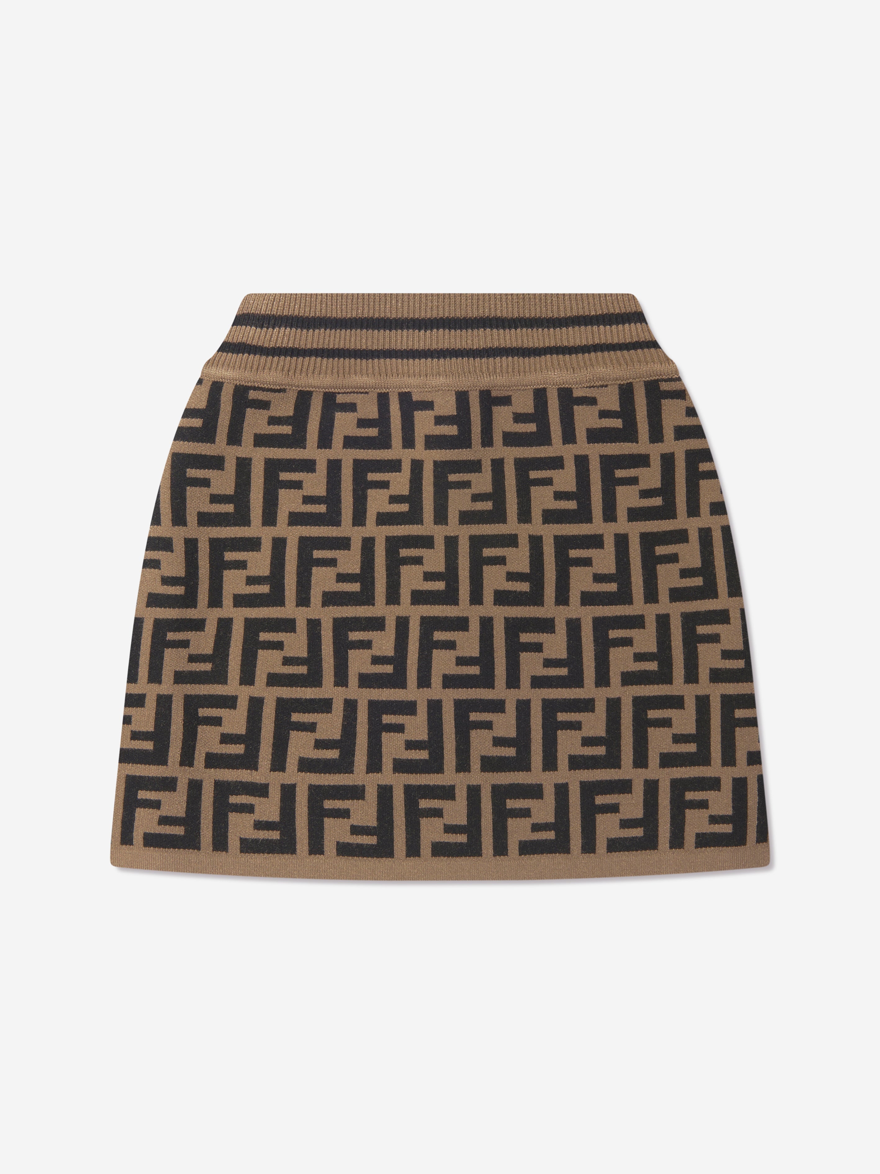 Girls FF Logo Knitted Skirt in Brown