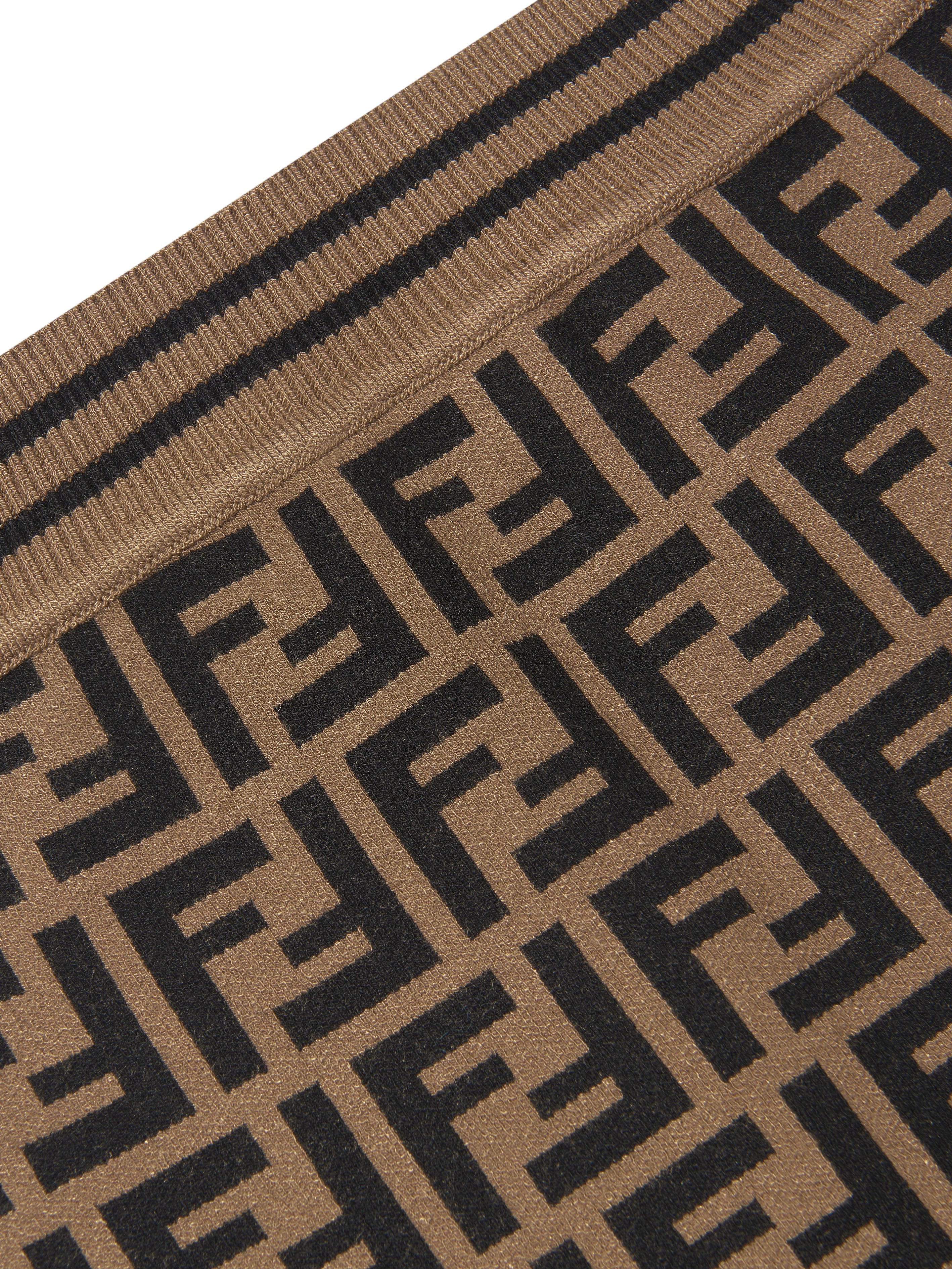 Girls FF Logo Knitted Skirt in Brown