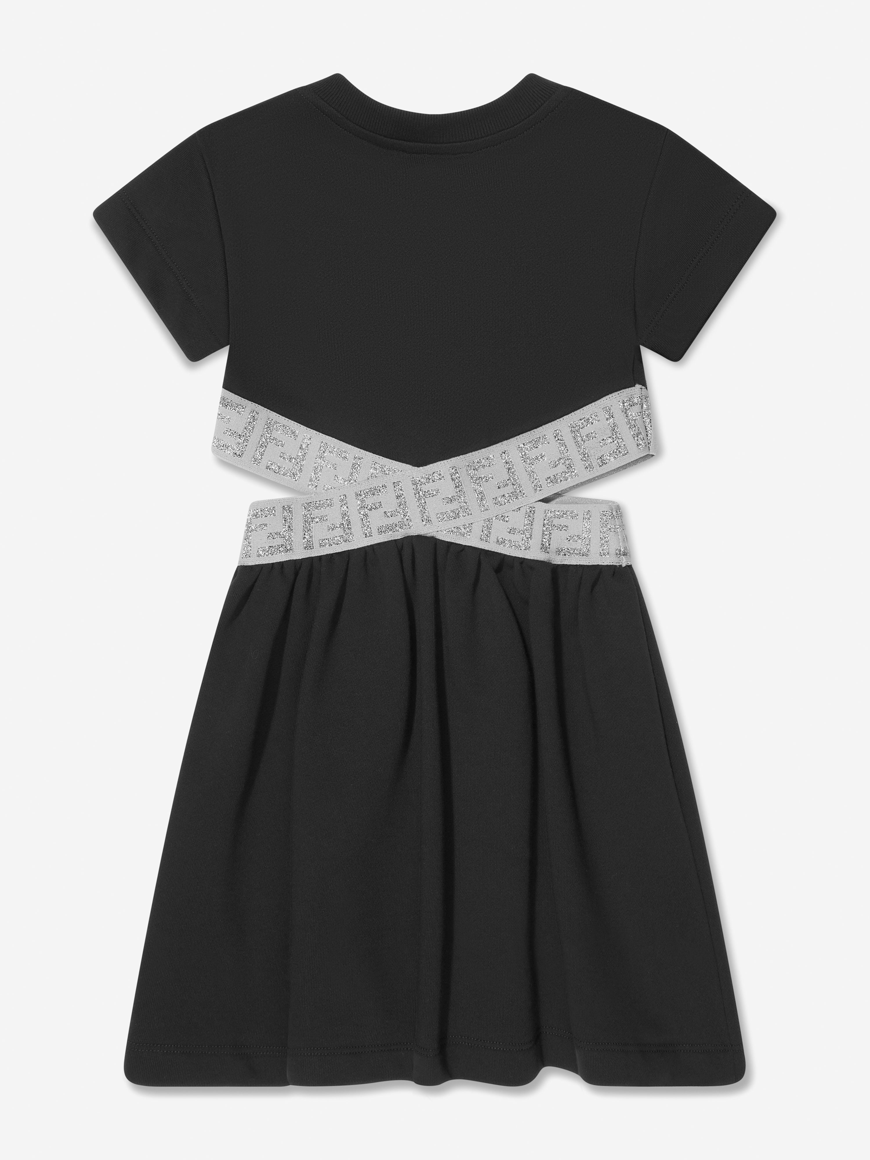 Girls FF Logo Waist Dress in Black