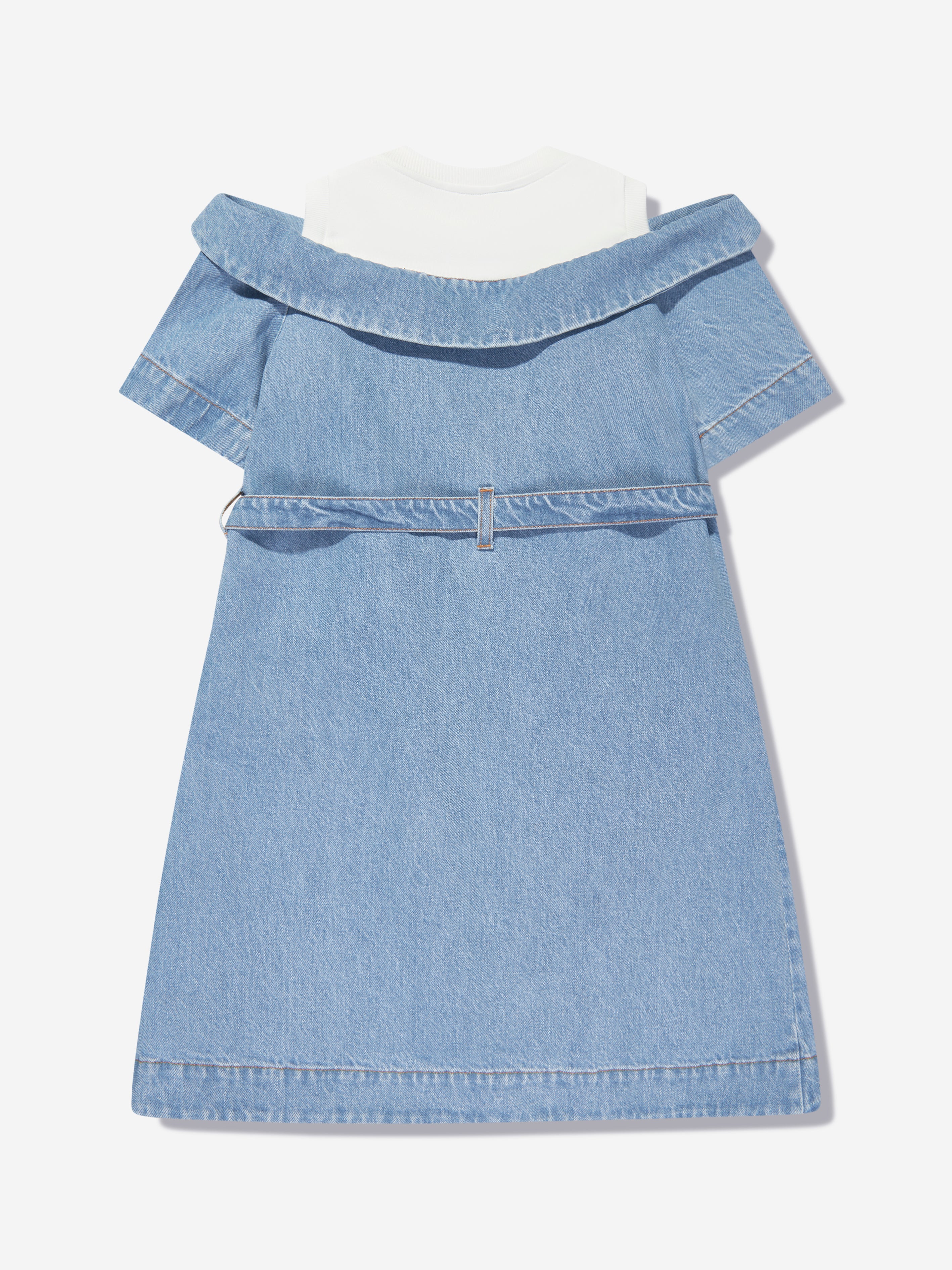 Girls Double Fabric Denim Dress in Blue