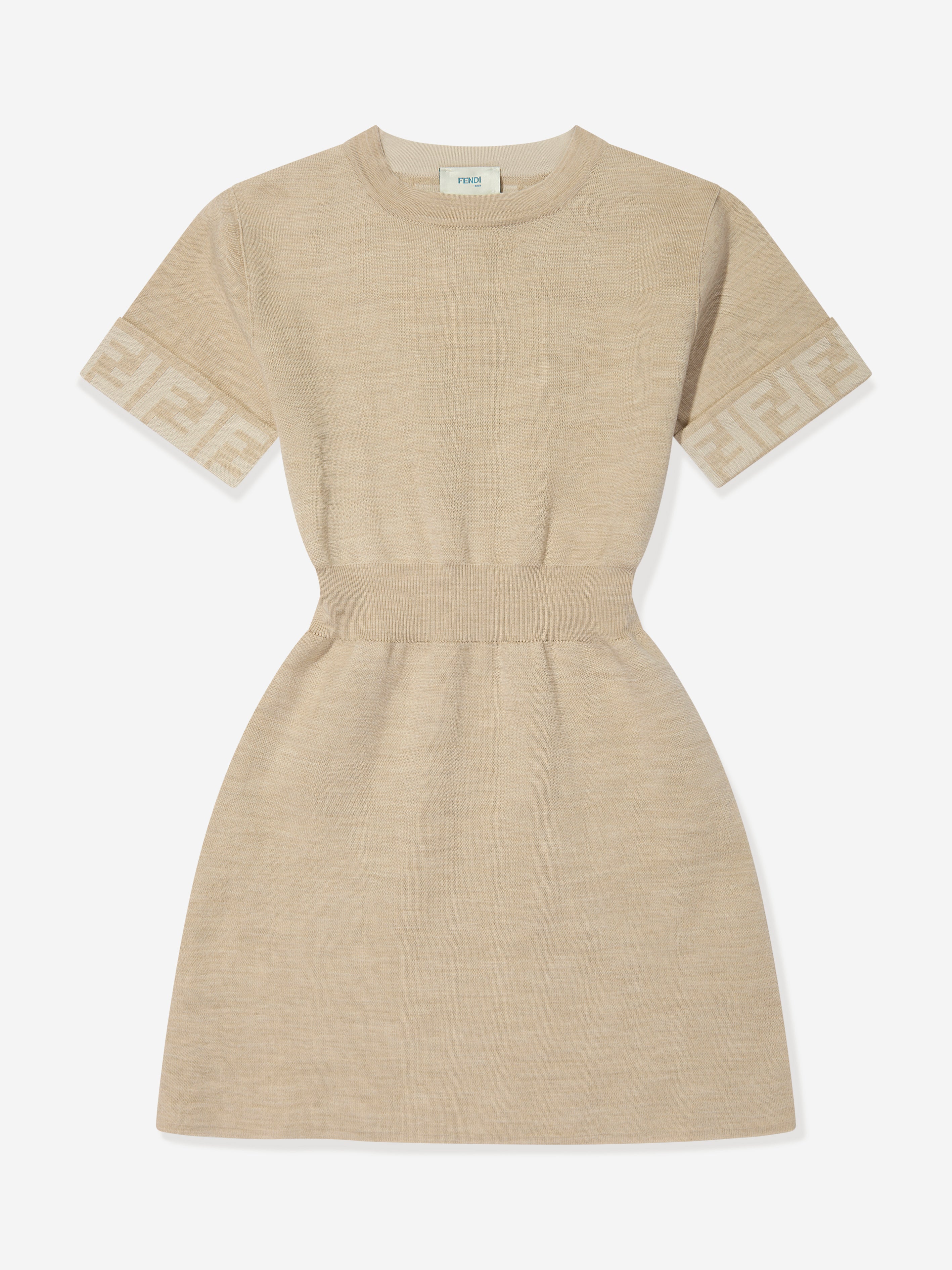 Girls Knitted FF Logo Dress in Brown