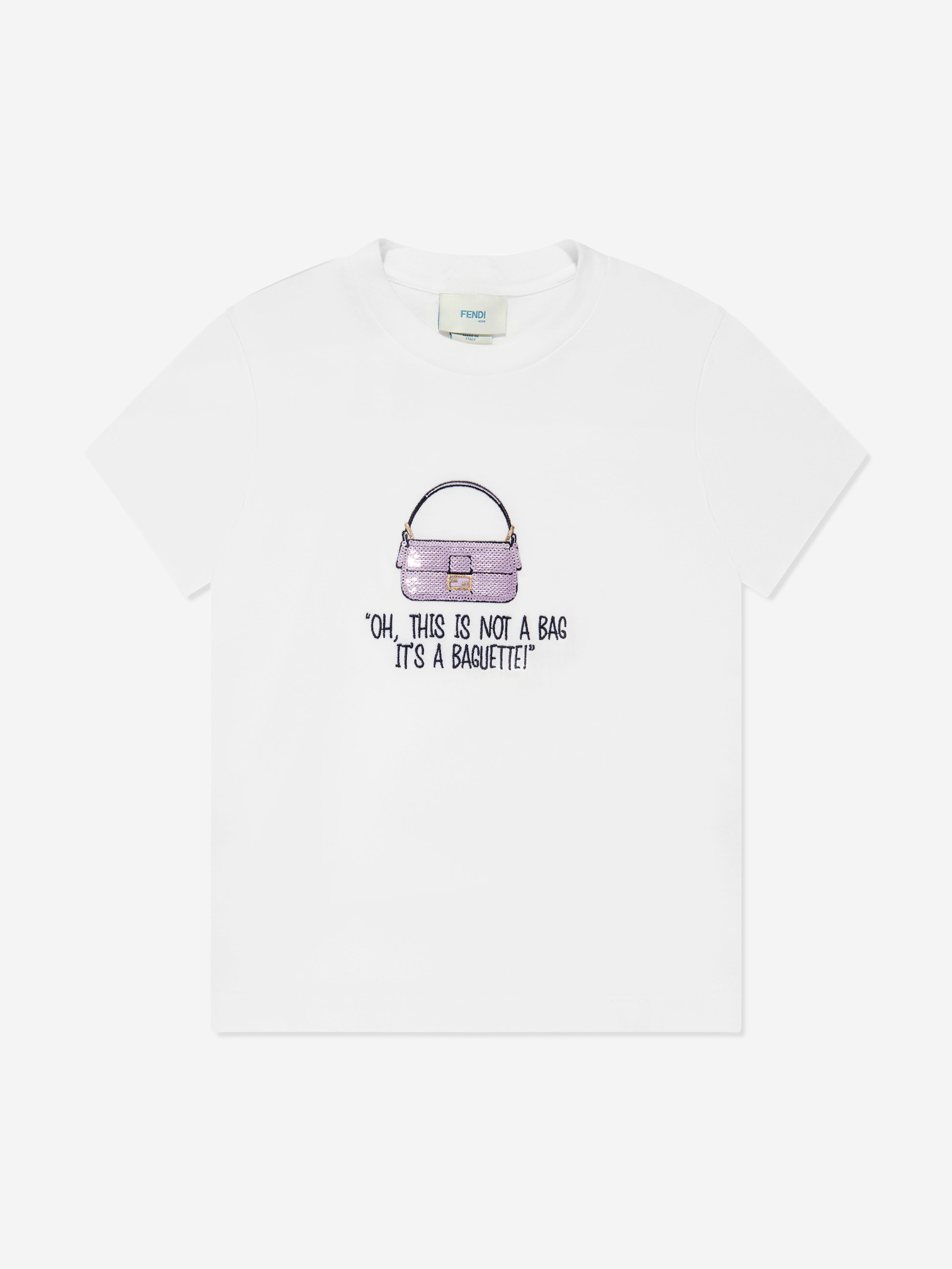 Girls Bag Print T-Shirt in Ivory