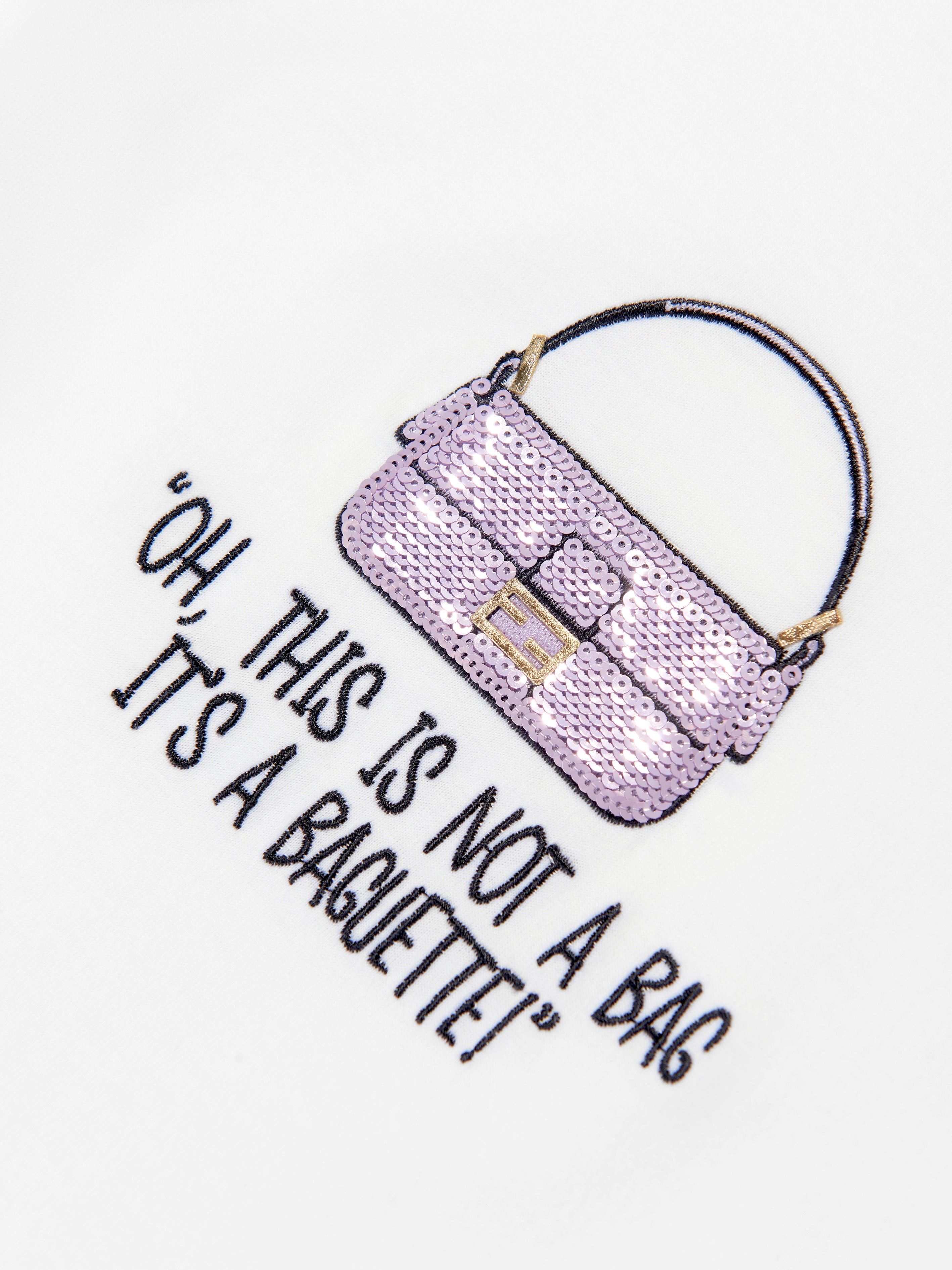 Girls Bag Print T-Shirt in Ivory