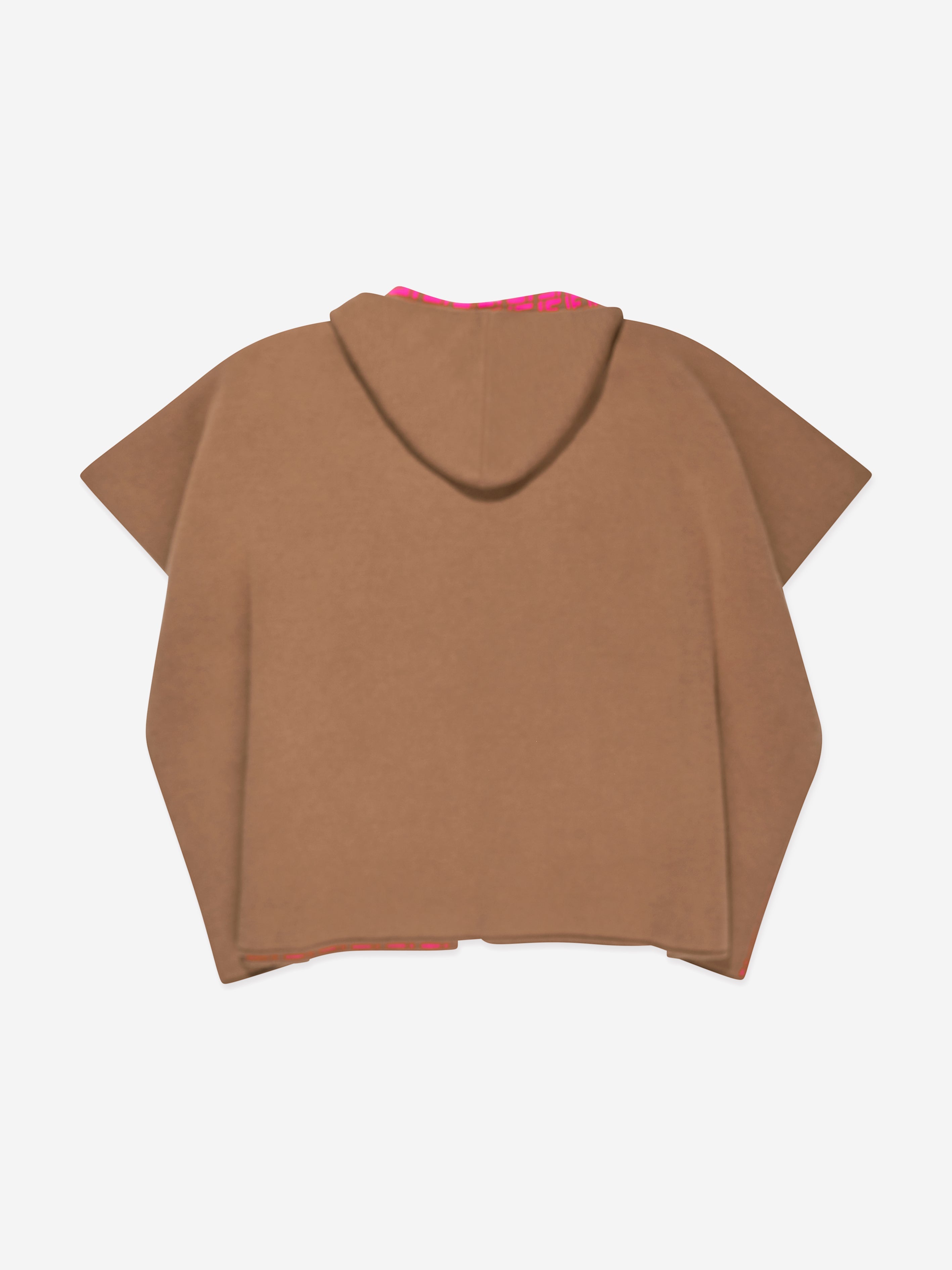 Girls Wool And Cashmere Reversible Cape in Beige