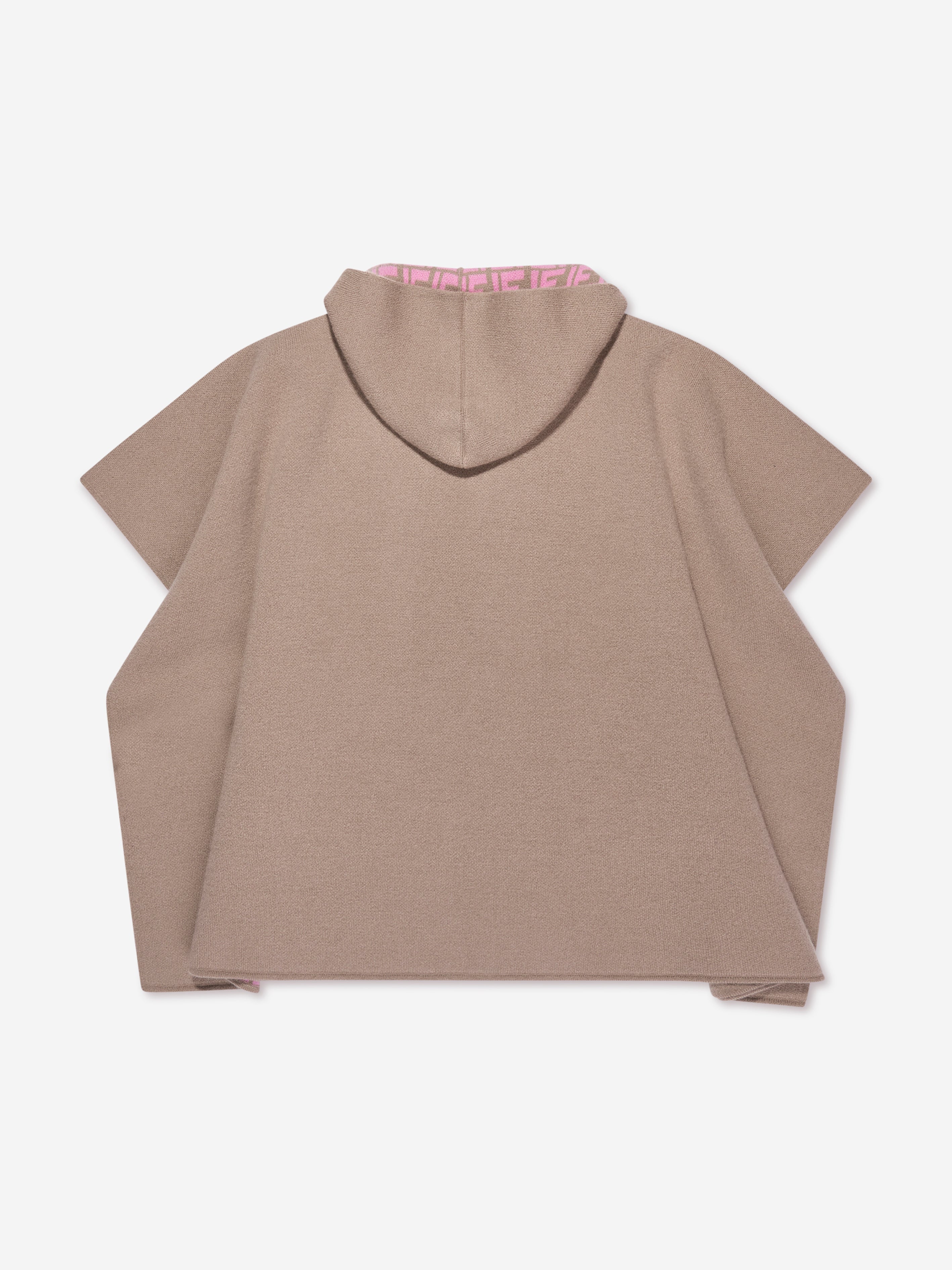 Girls Wool And Cashmere Reversible Cape in Grey
