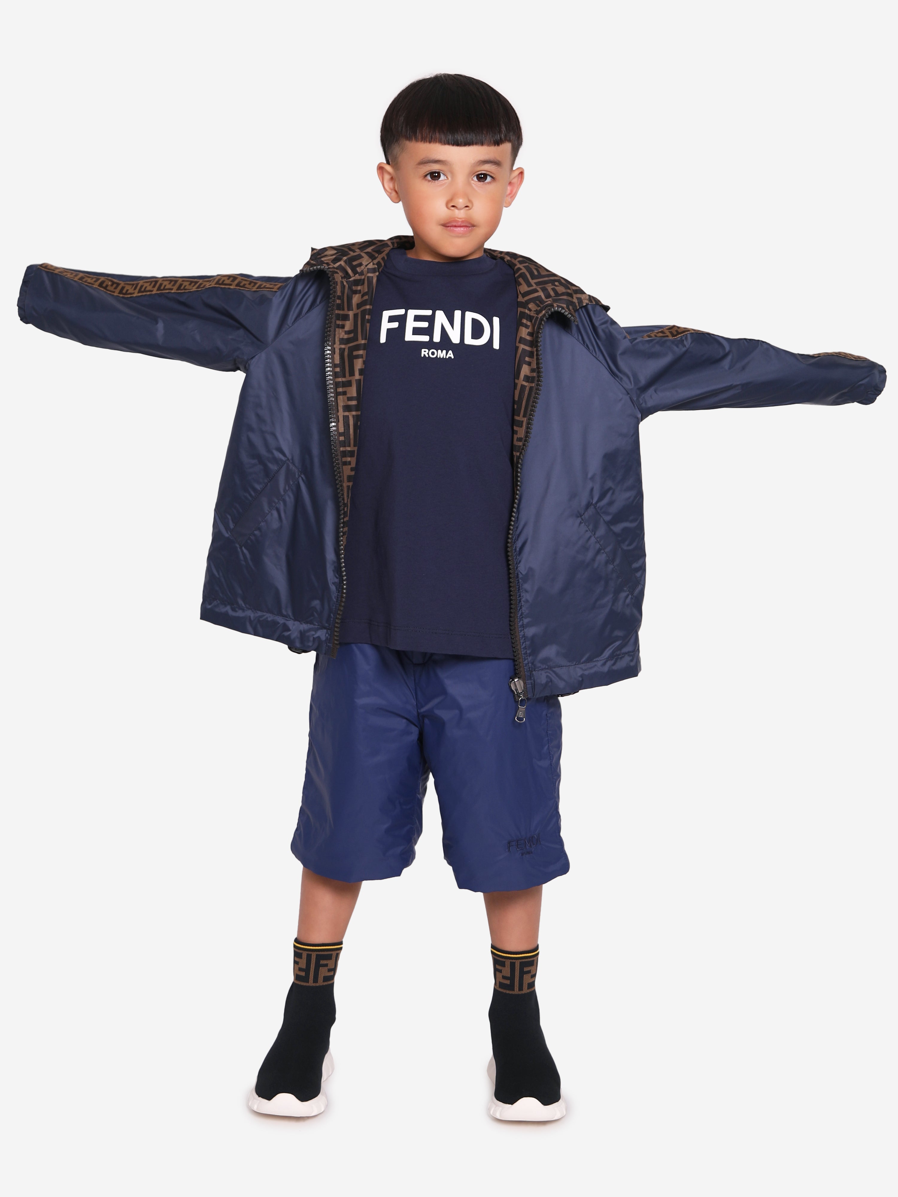 Kids Reversible K-Way Jacket in Blue