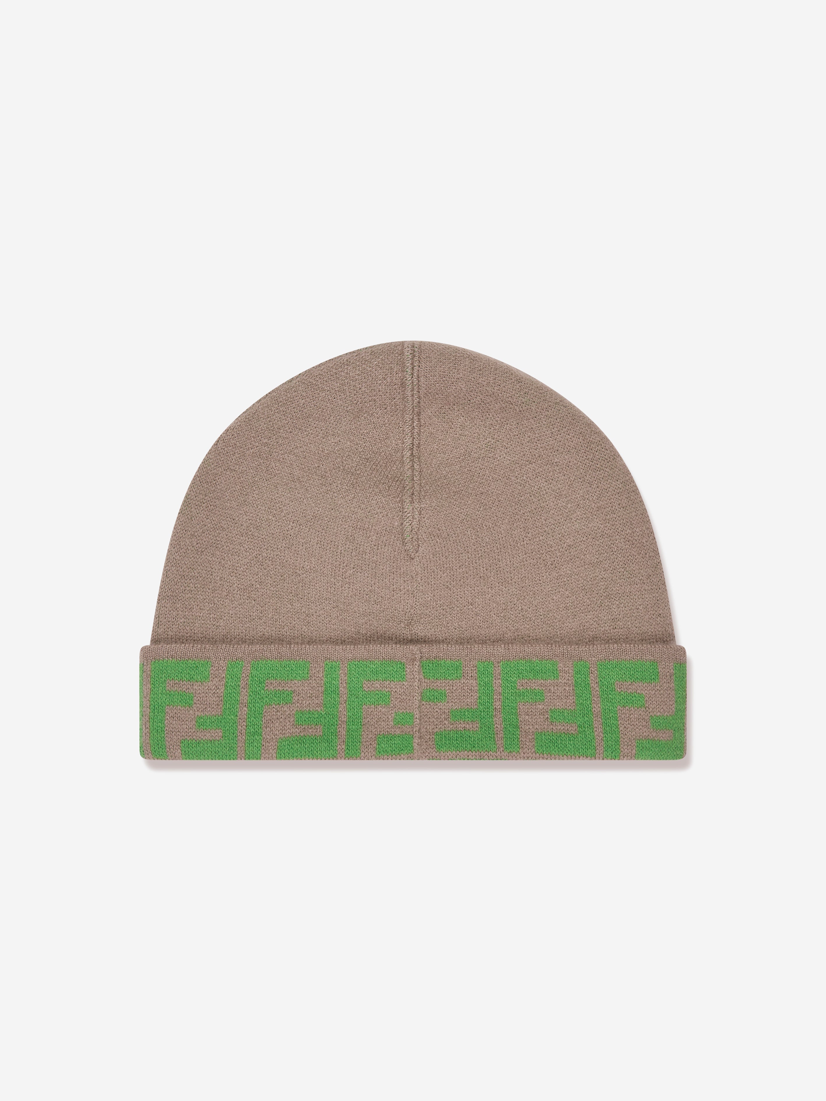 Kids FF Logo Reversible Beanie in Beige
