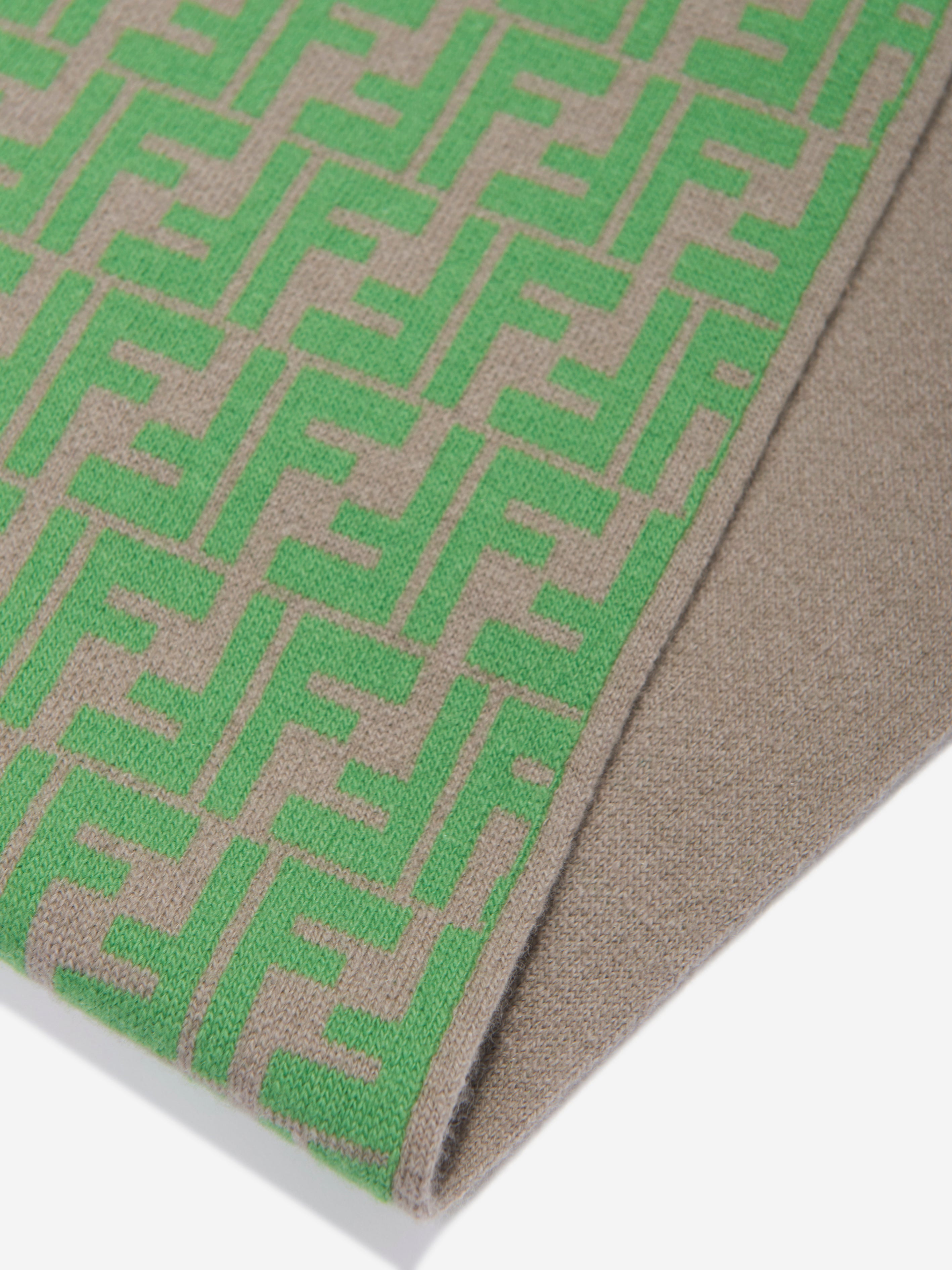 Kids Reversible FF Logo Scarf in Beige