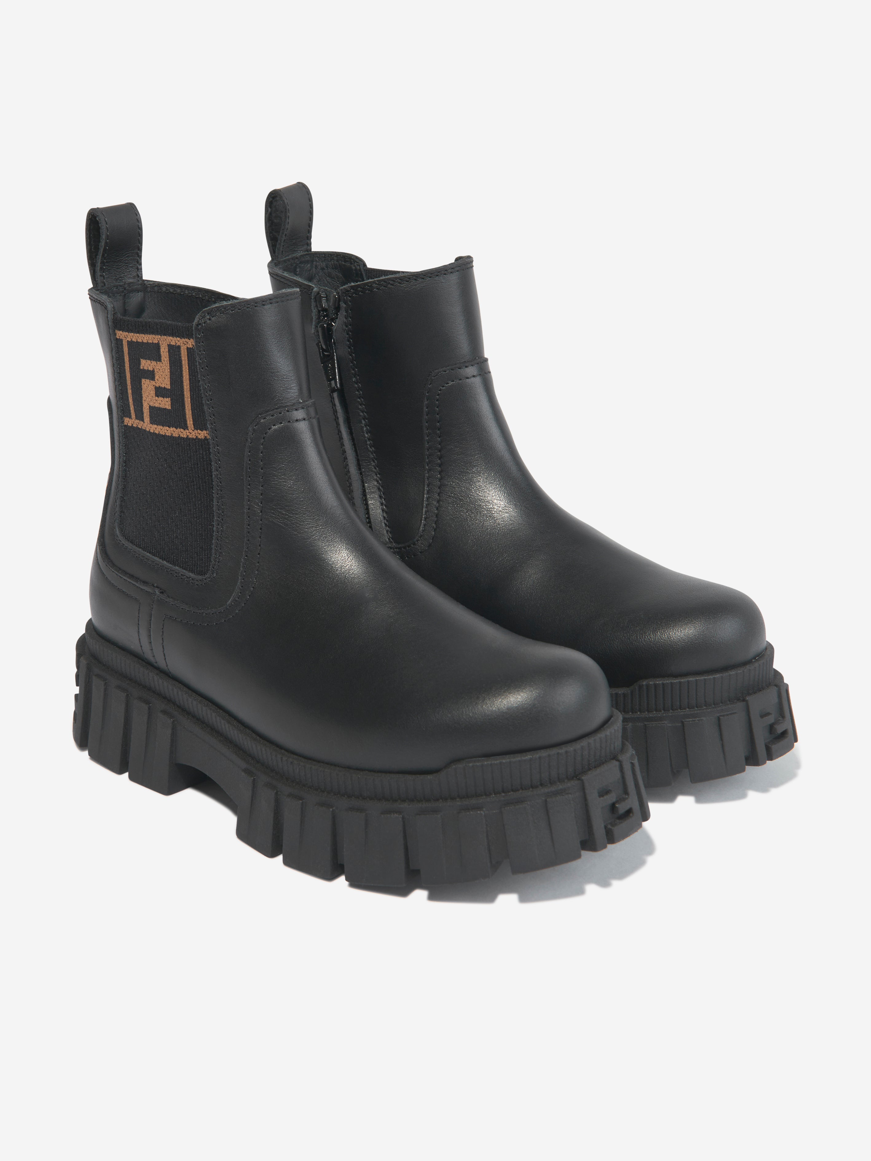 Kids Leather Biker Boots in Black
