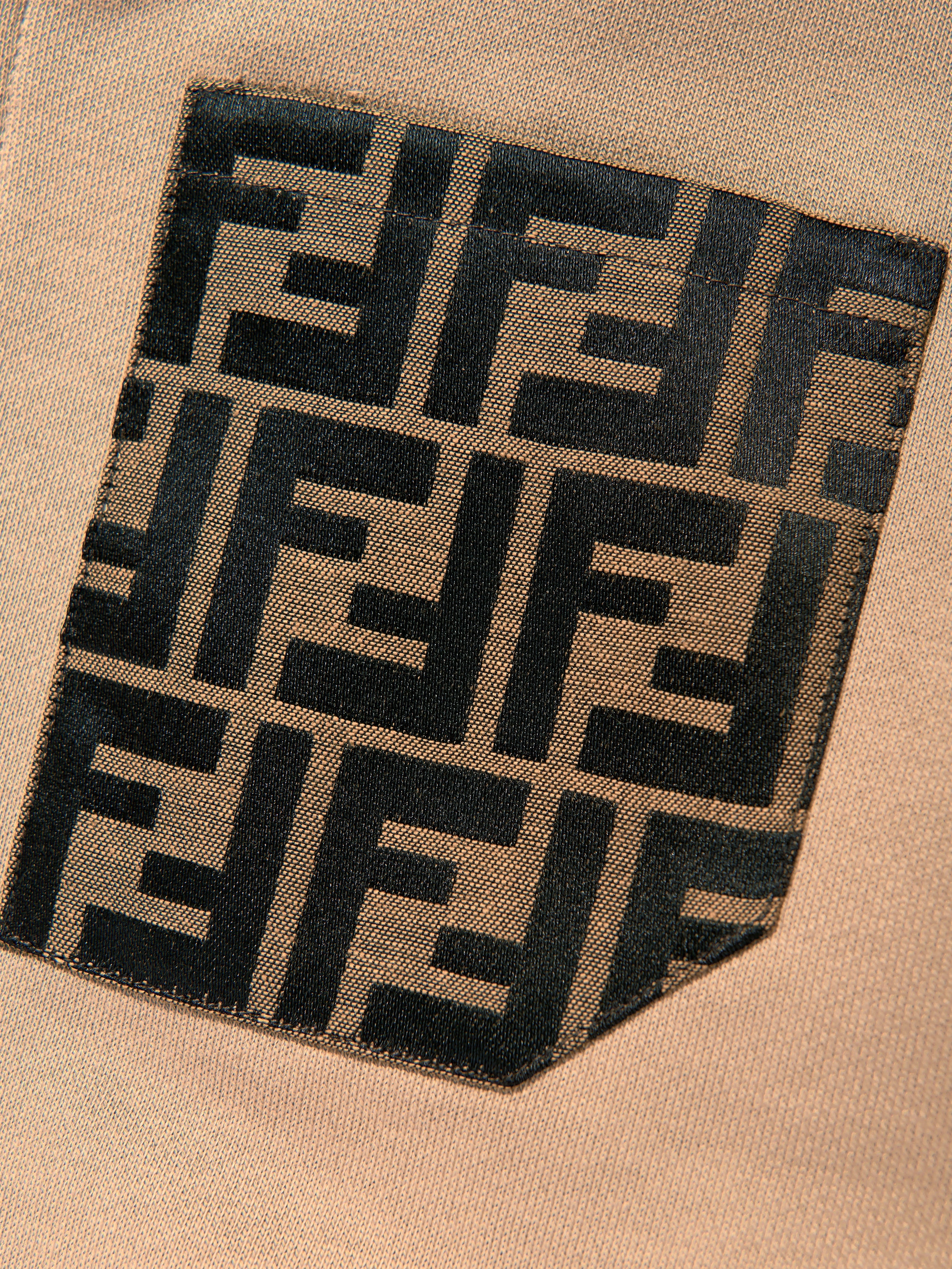 Kids Logo Patch Zip Up Top in Beige