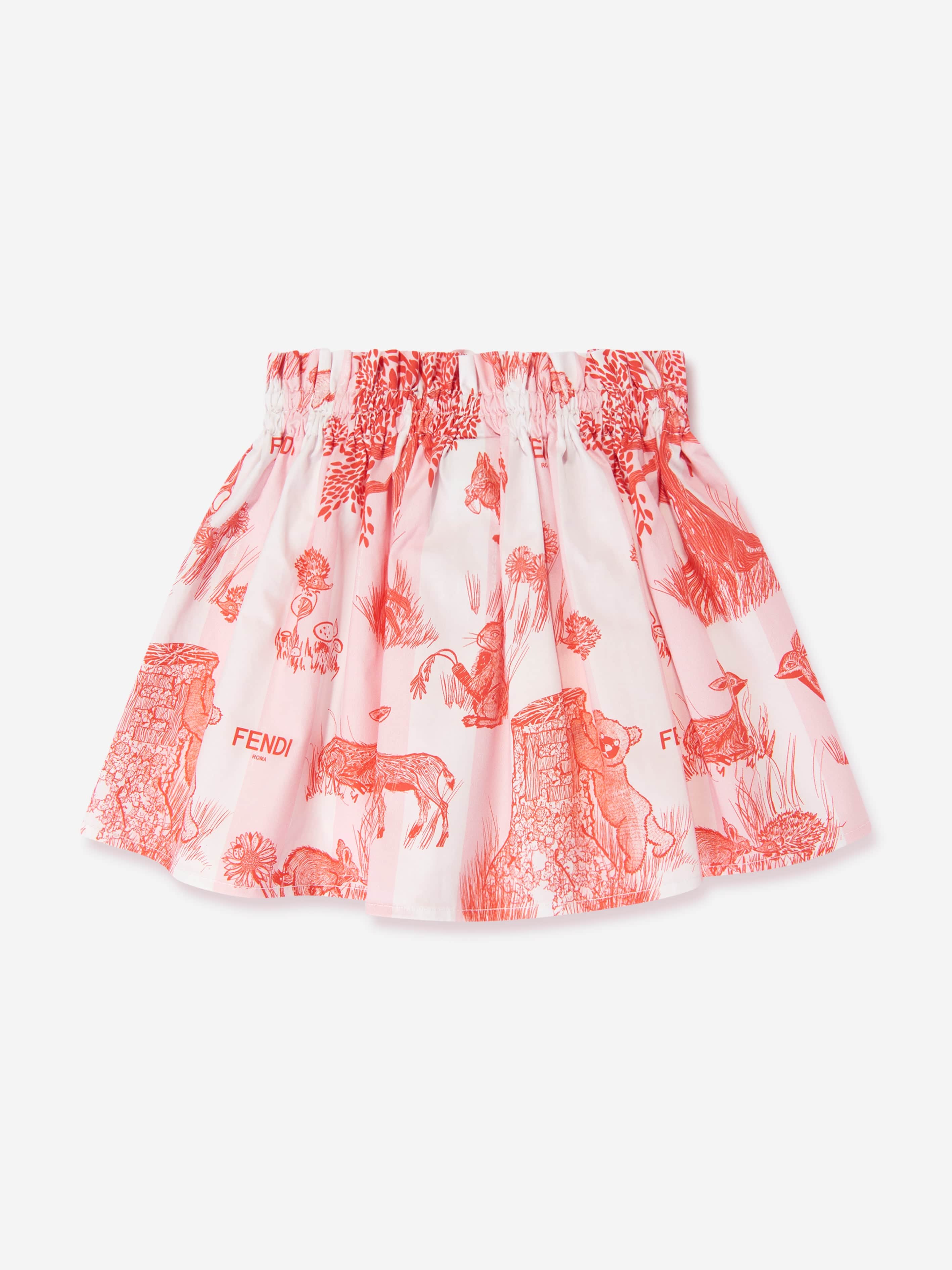 Fendi Baby Girls Beijing Forest Skirt in White
