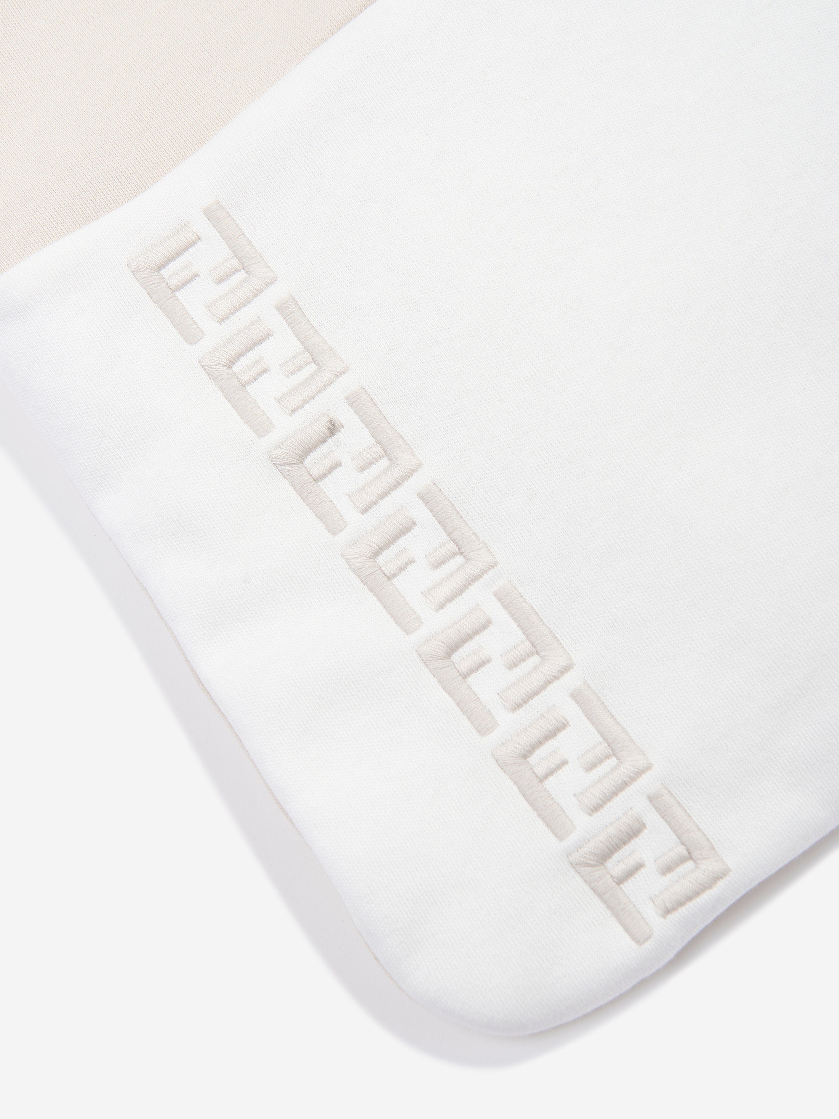 Fendi Baby Jersey FF Logo Blanket in Beige