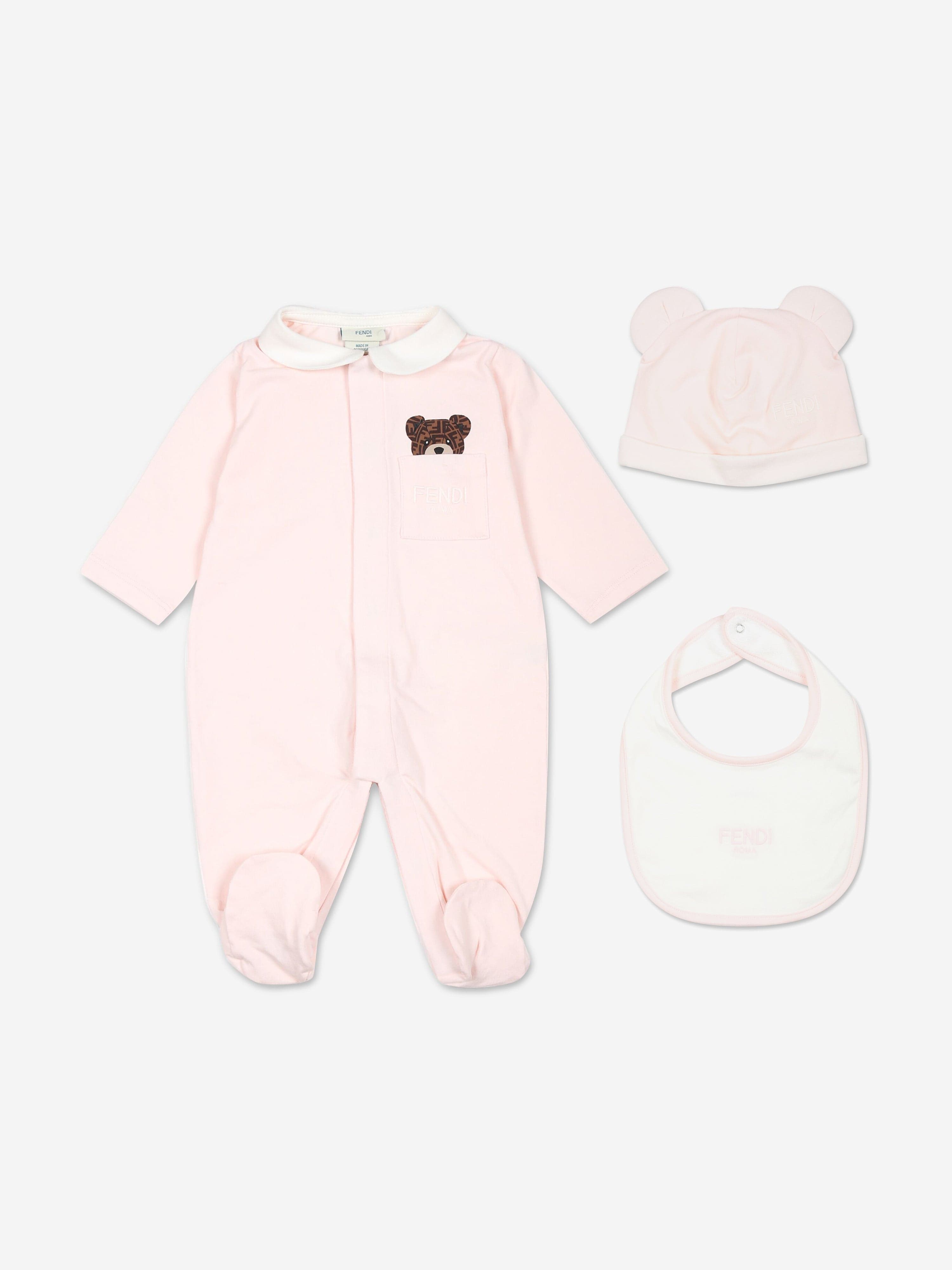Baby Girls Bear Babygrow Gift Set in Pink