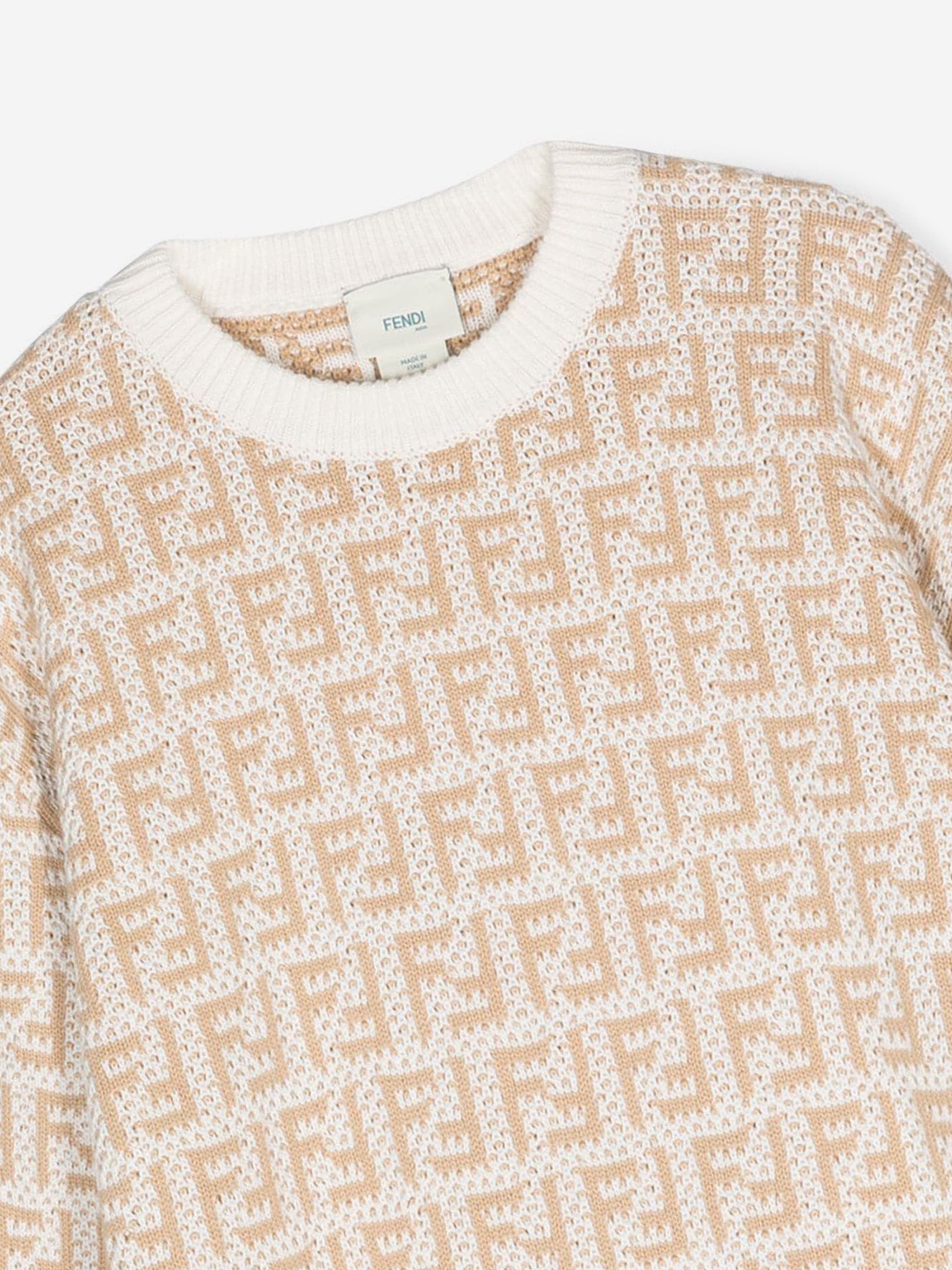 Fendi Kids FF Logo Jumper In Beige