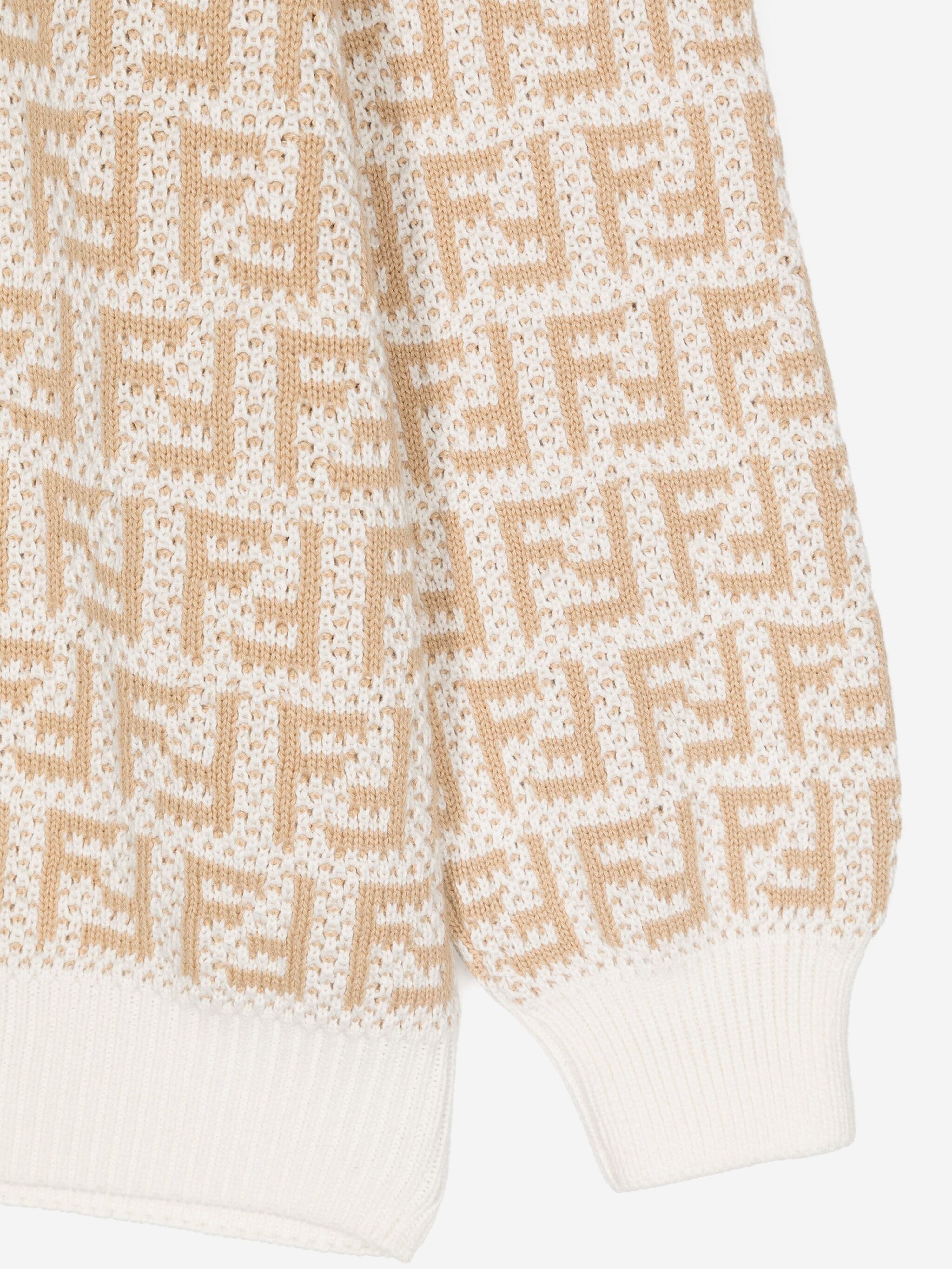 Fendi Kids FF Logo Jumper In Beige
