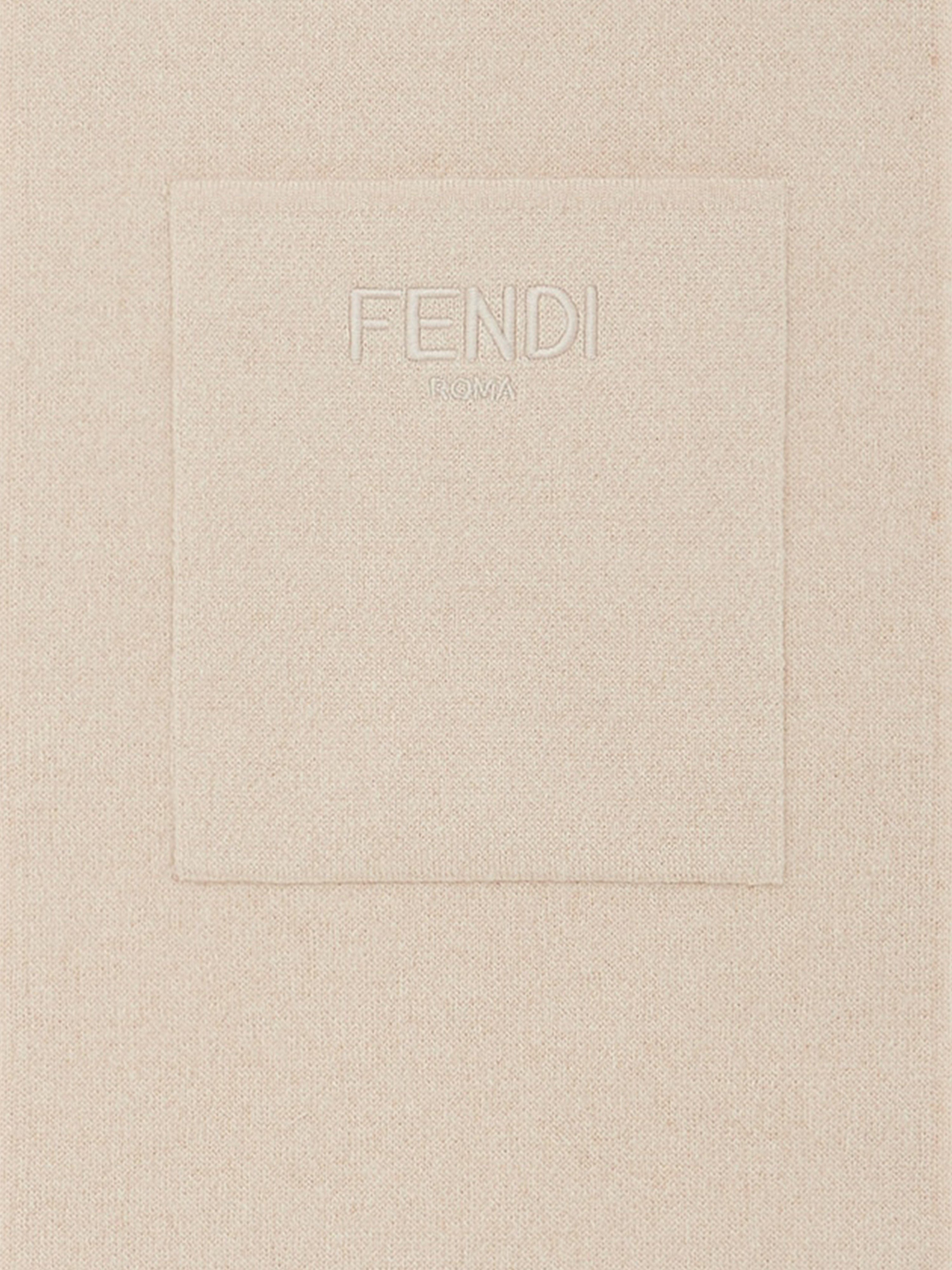 Kids Wool FF Reversible Scarf in Beige