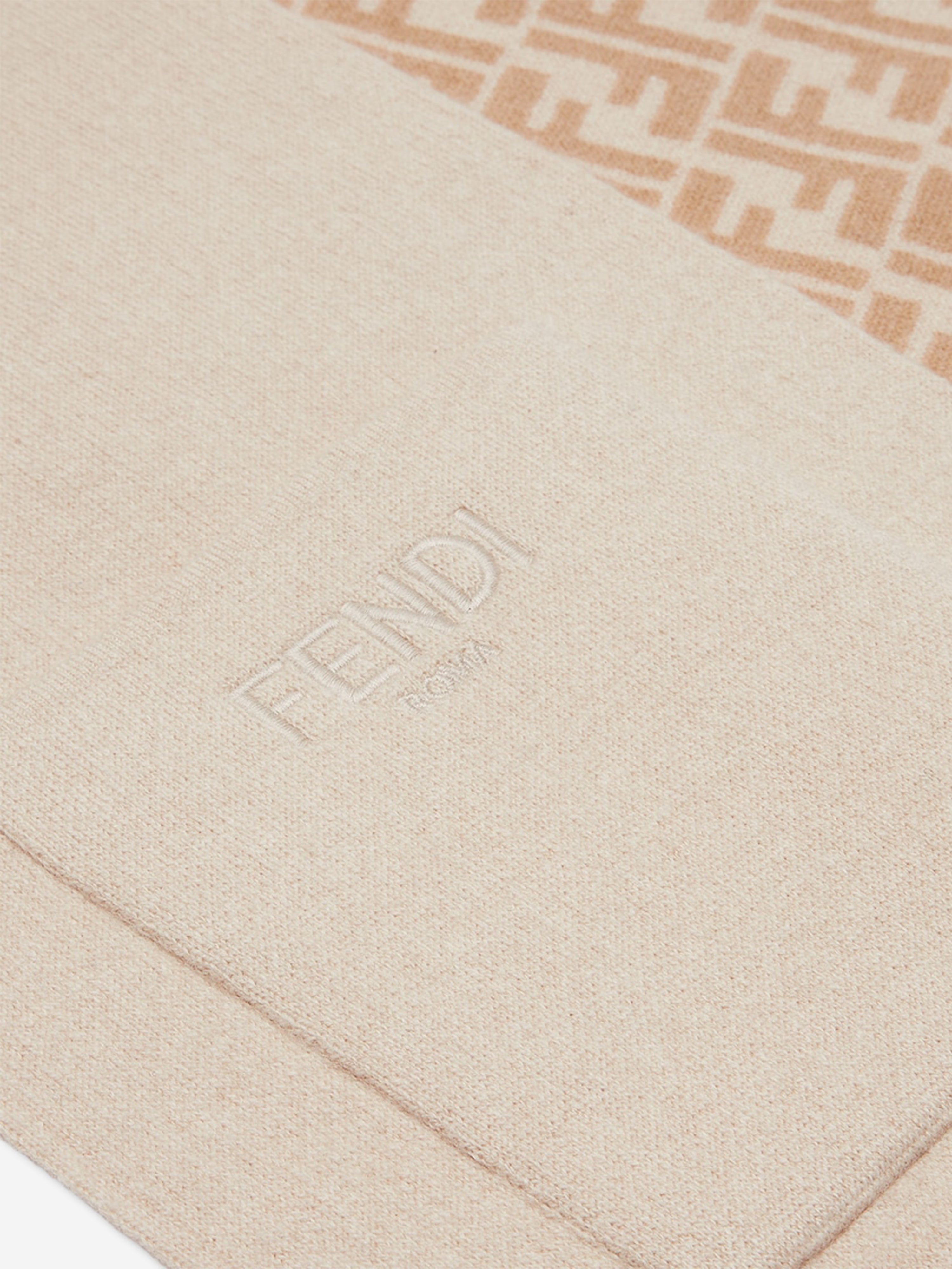 Kids Wool FF Reversible Scarf in Beige