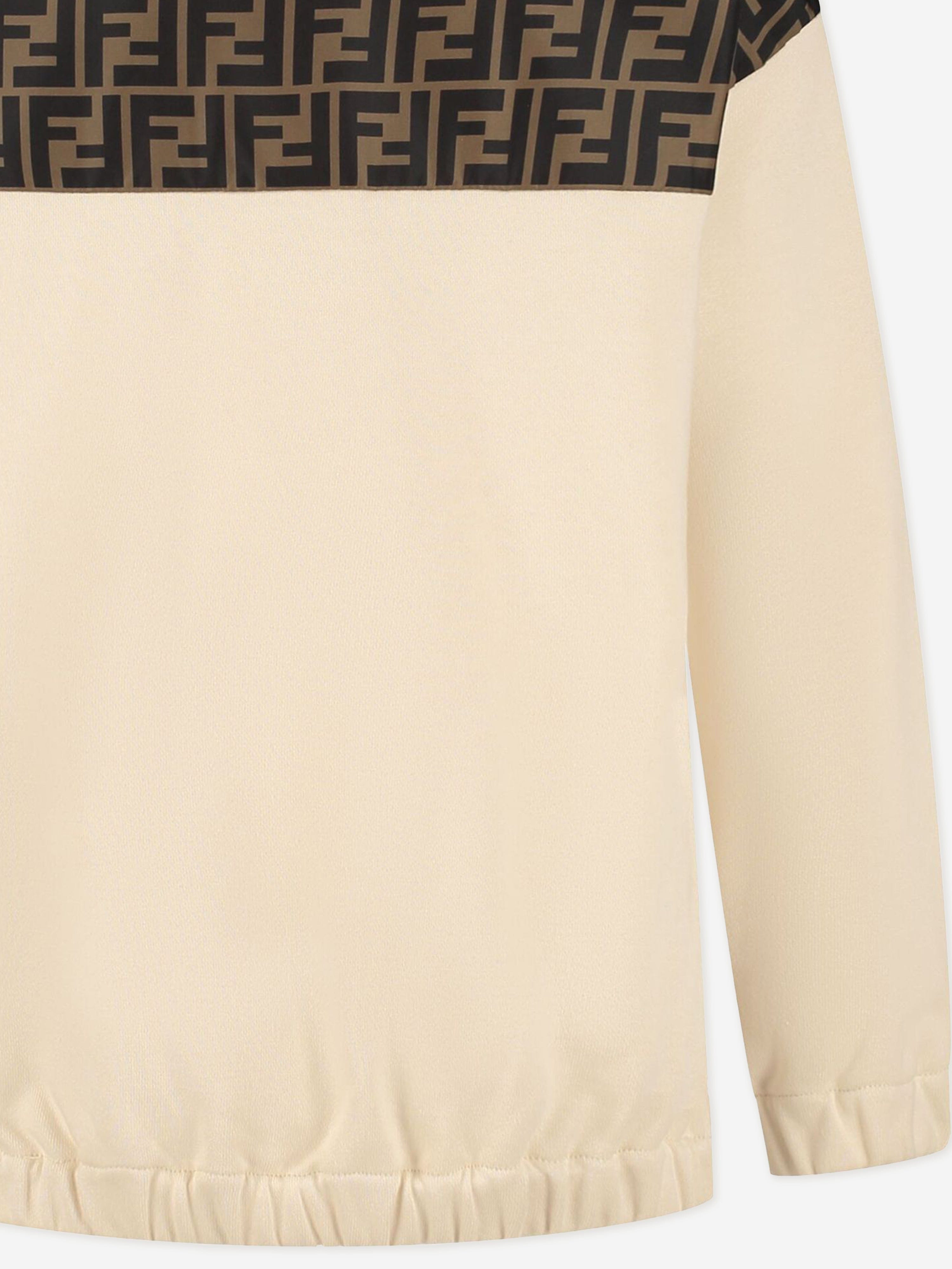 Fendi Kids FF Logo Sweatshirt in Beige