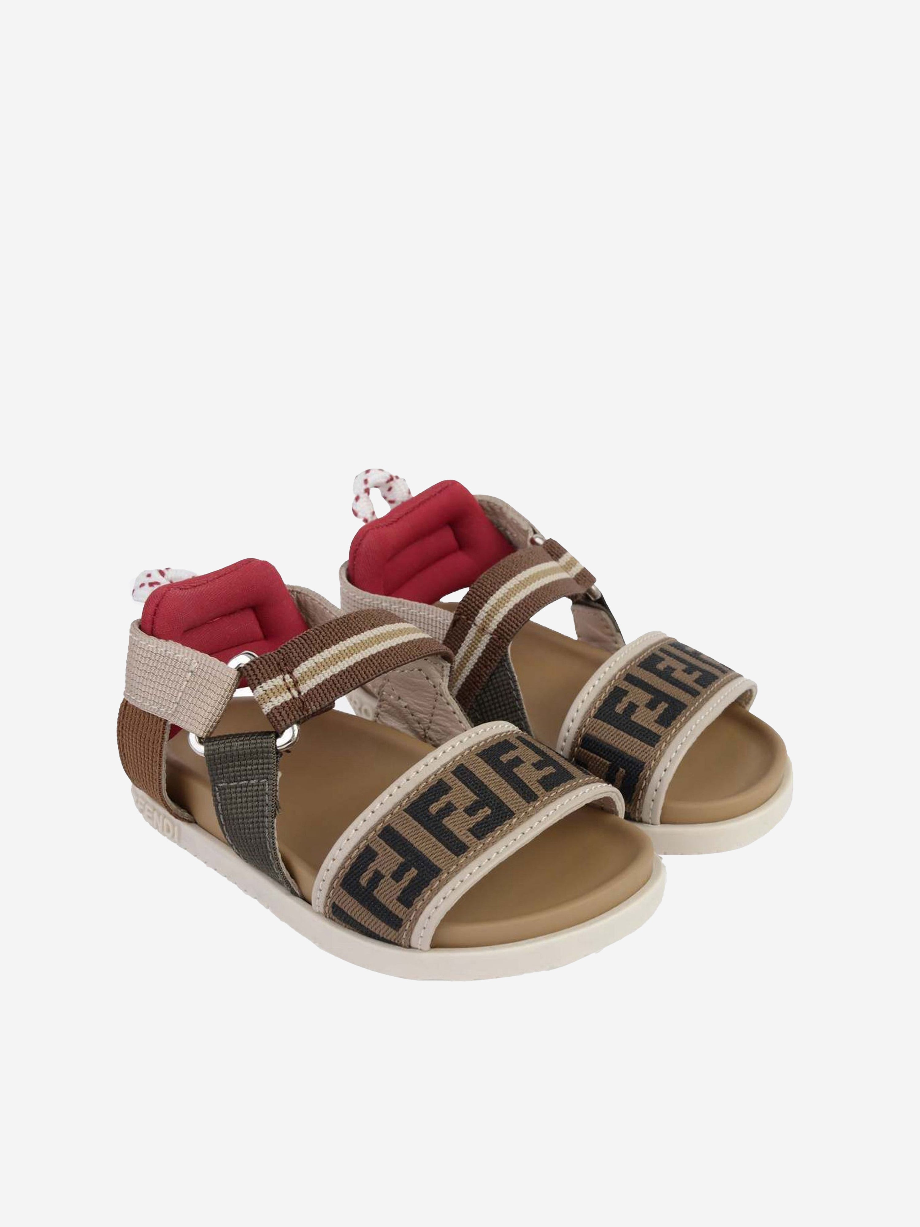 Kids FF Logo Sandals in Beige