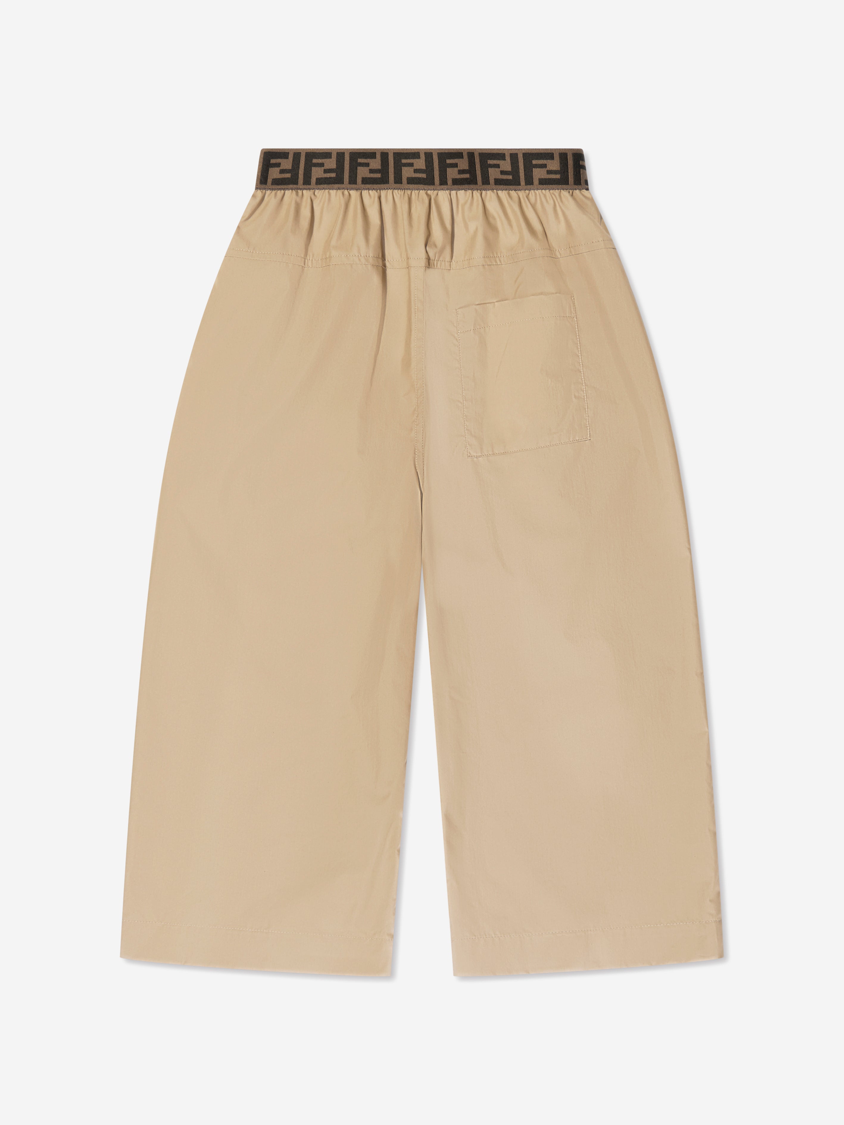 Girls Wide Leg Trousers in Beige