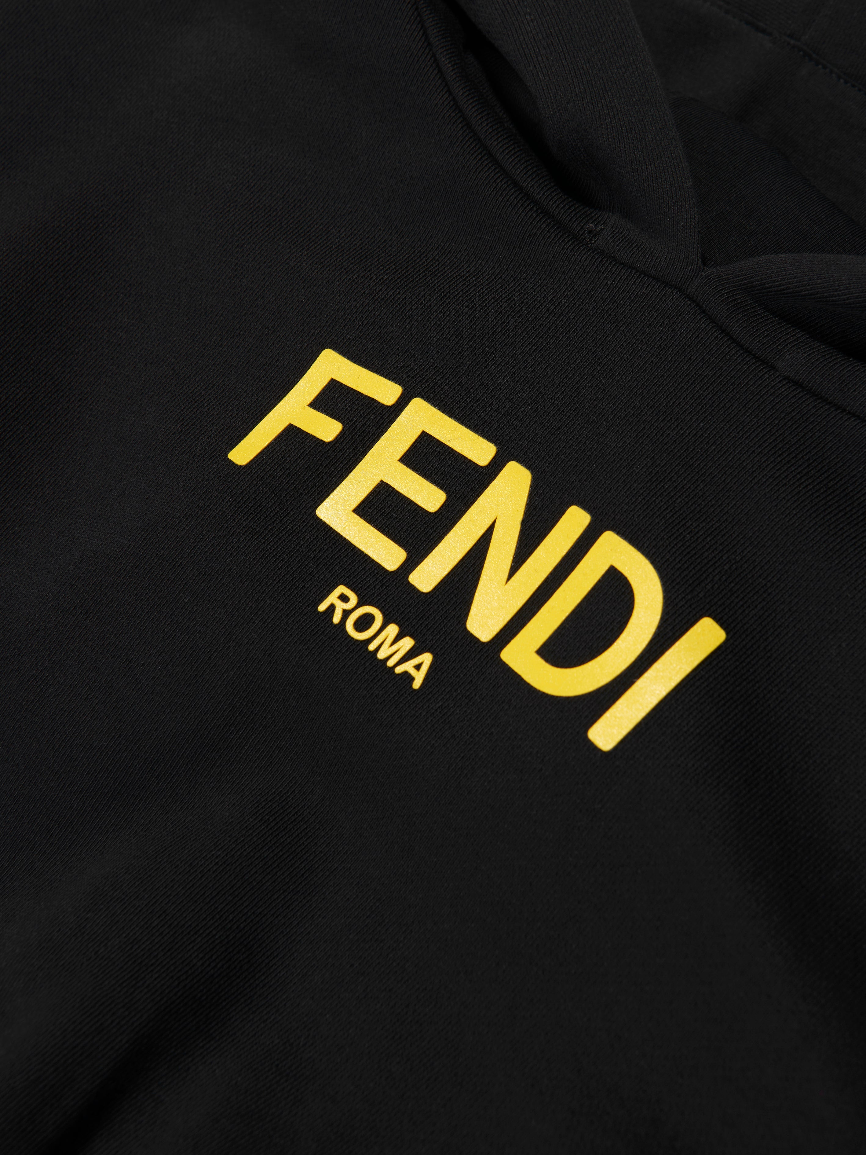 Girls Cropped Logo Hooded Sweatshirt in Black