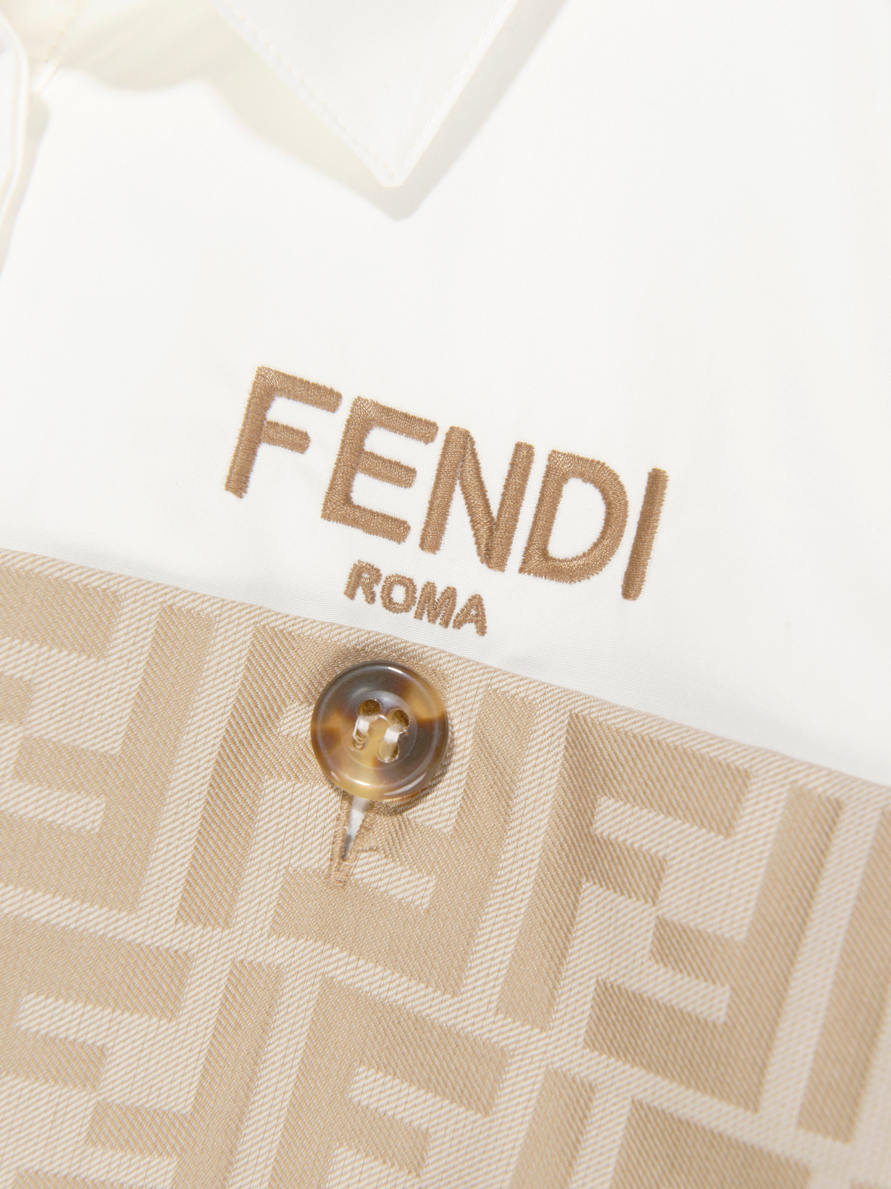 Girls Logo Shirt Dress in Beige