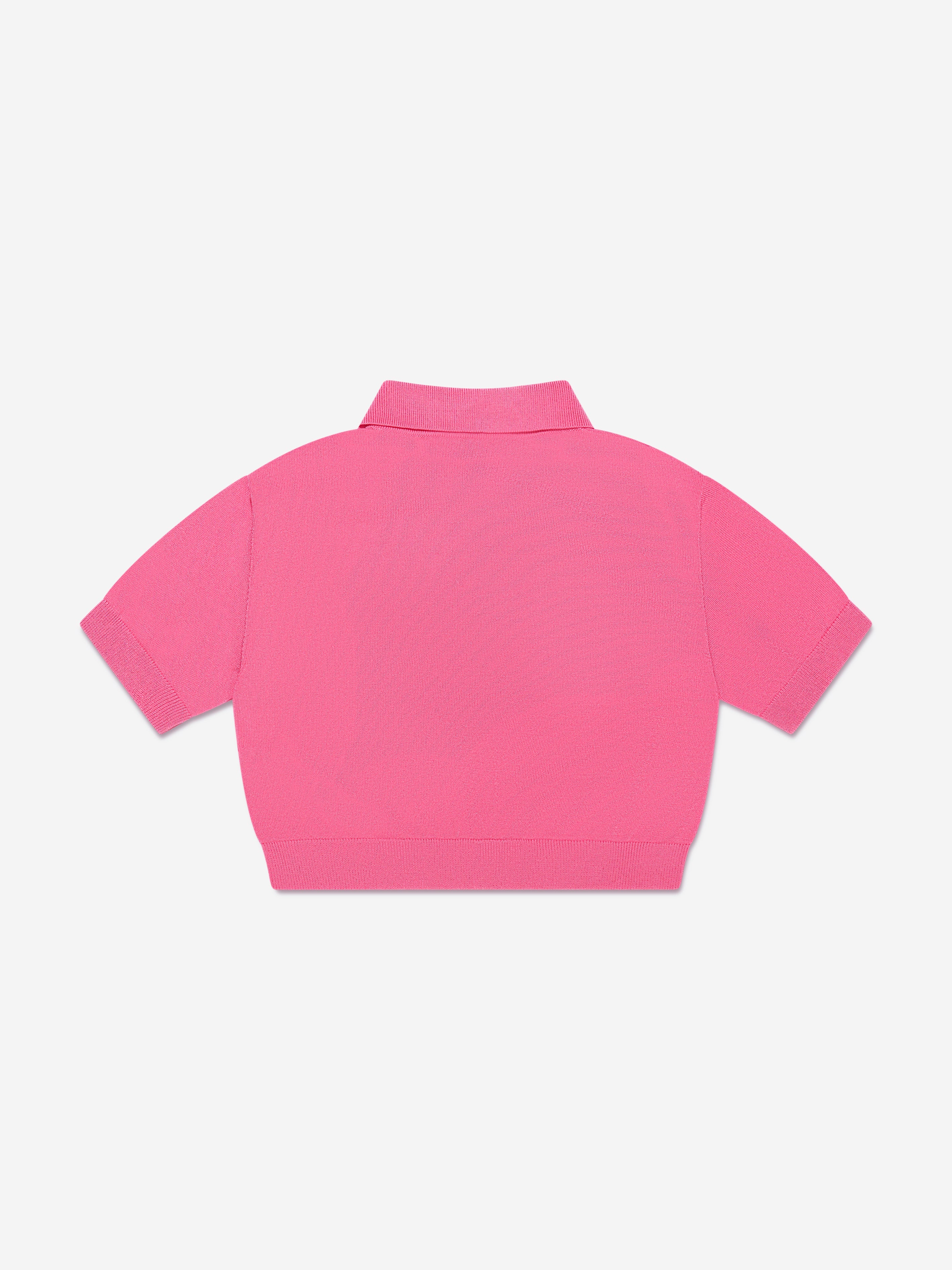 Girls Cropped Logo Polo Shirt in Pink