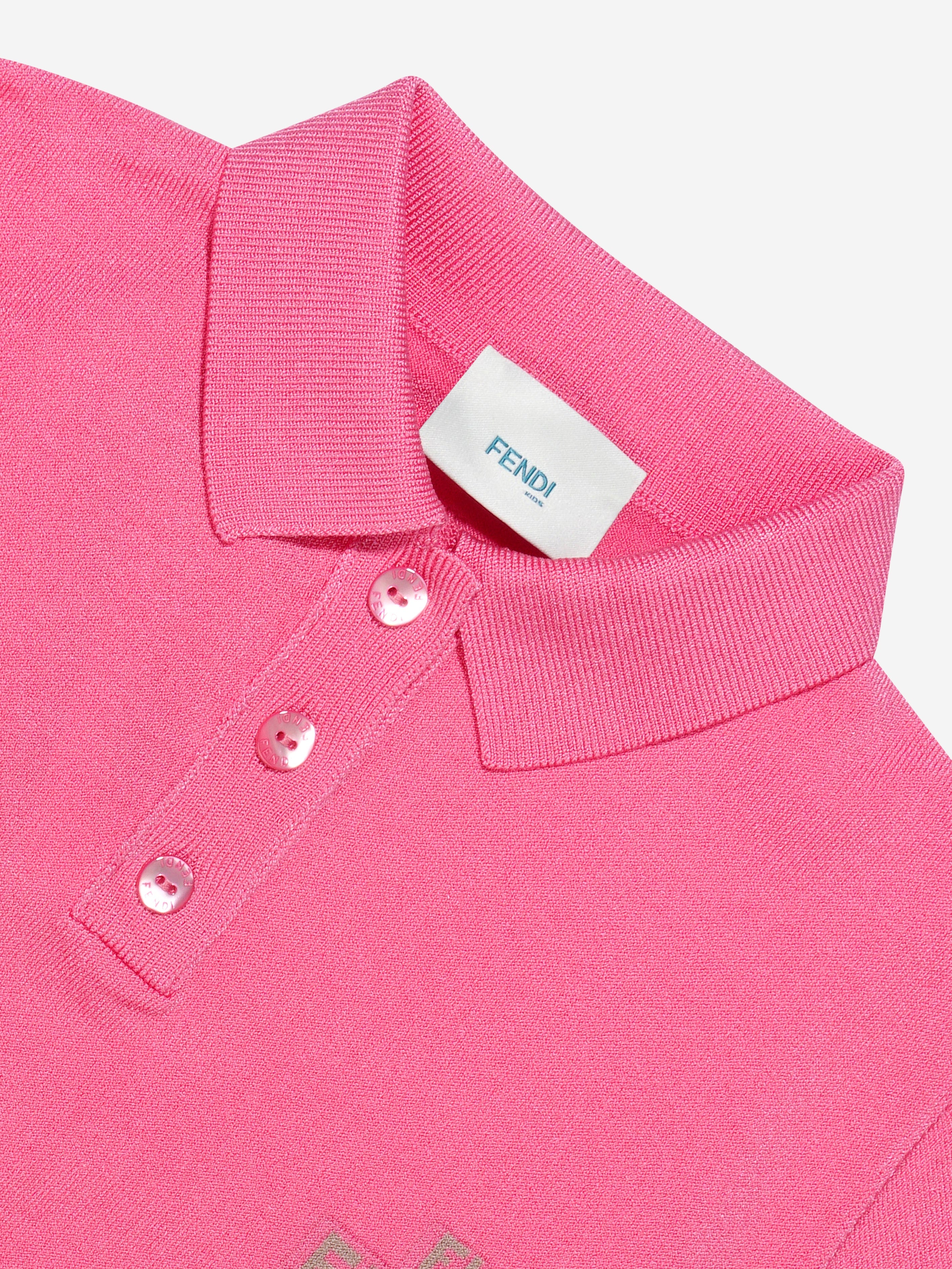 Girls Cropped Logo Polo Shirt in Pink