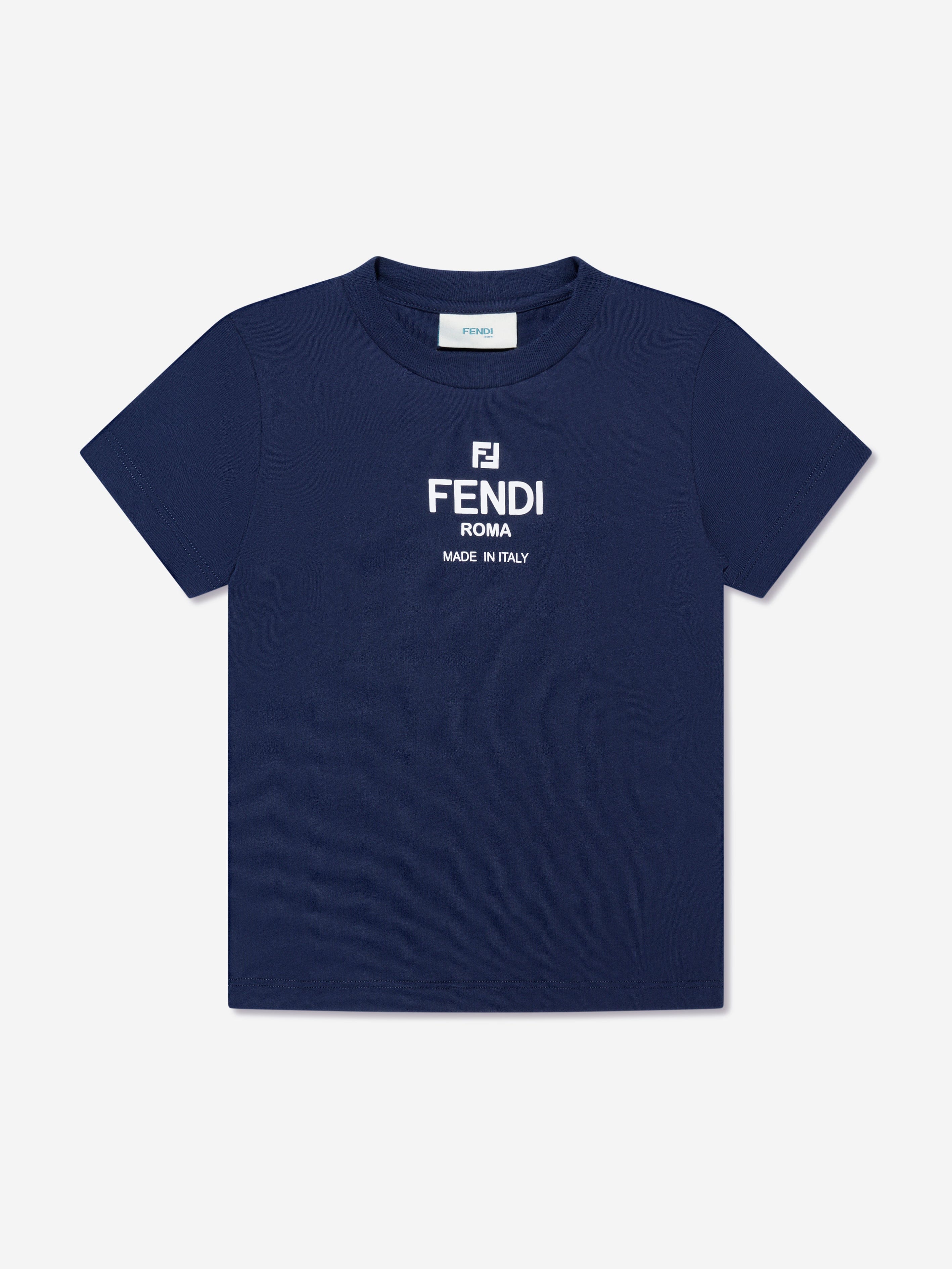 Fendi Kids Logo T-Shirt in Navy