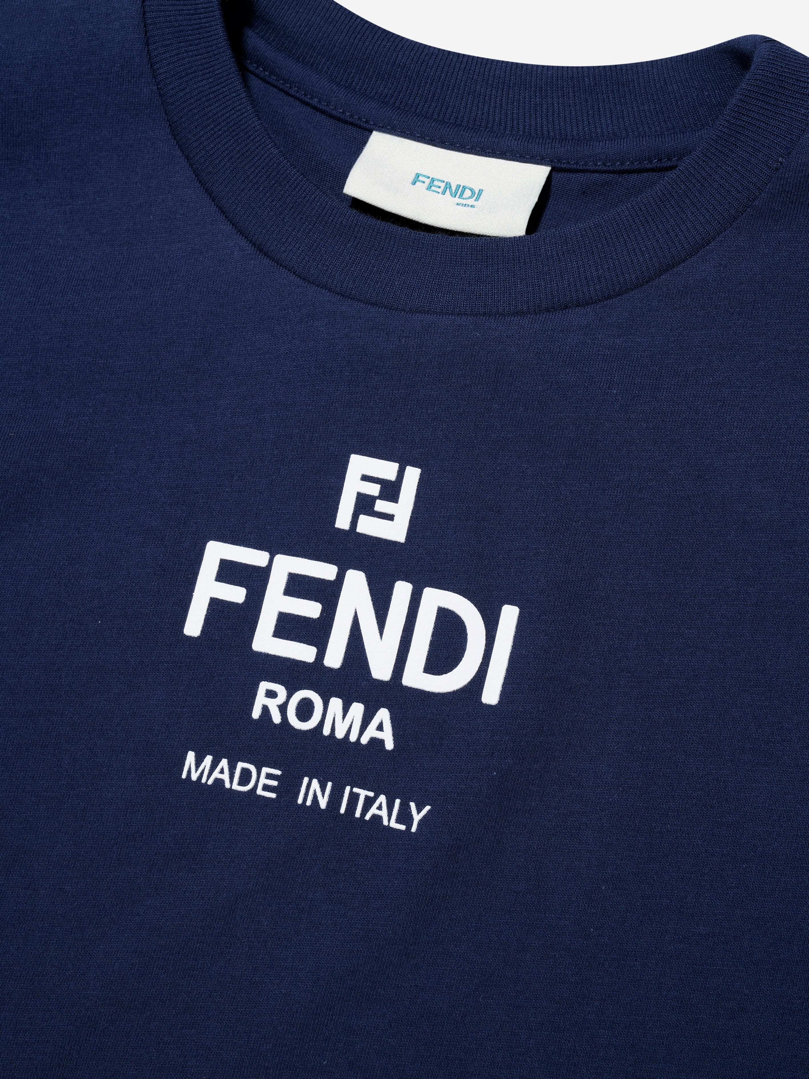 Fendi Kids Logo T-Shirt in Navy